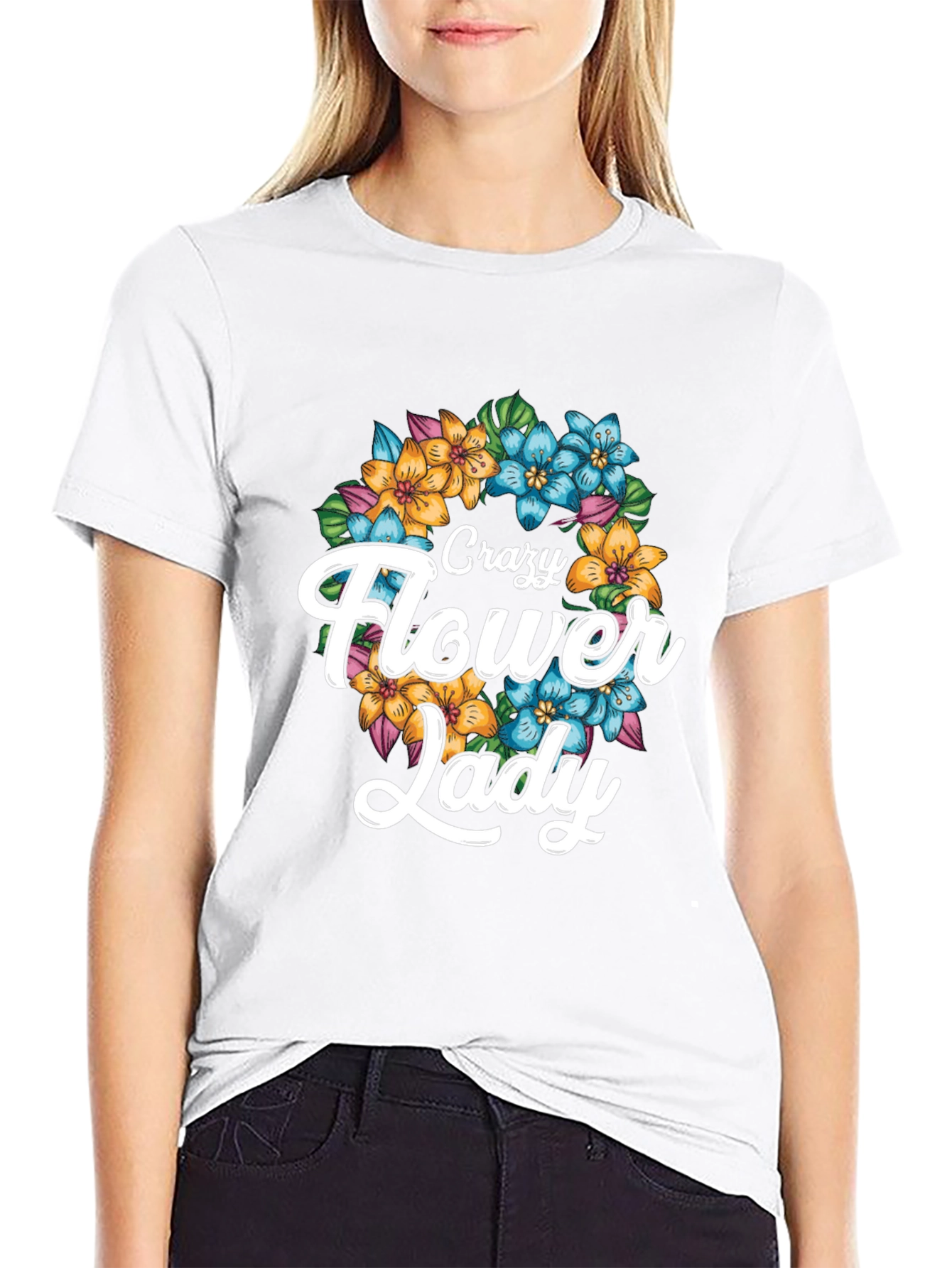 Crazy Flower Lady Graphic Tee