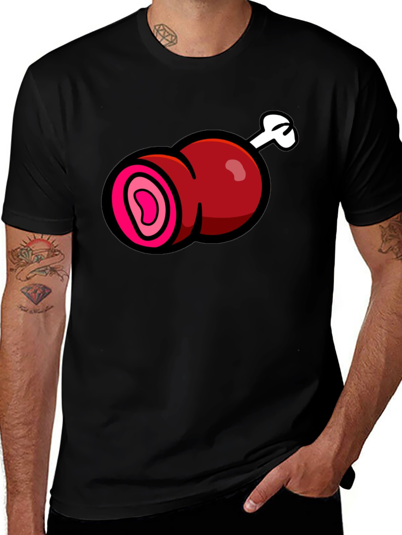Cartoon Meat T-Shirt - Funny Graphic Tee