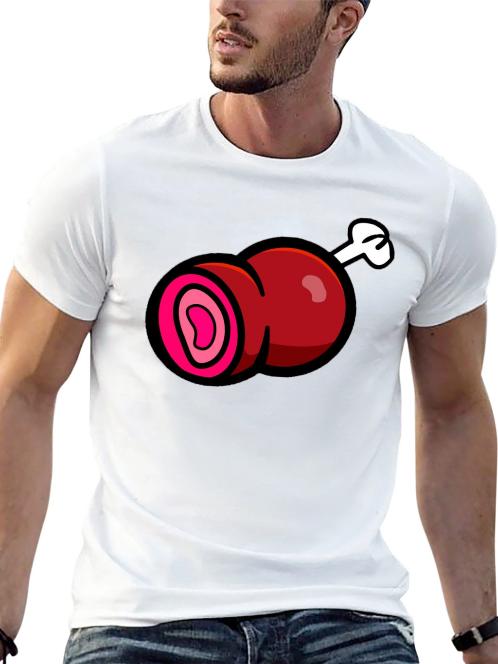 Cartoon Meat T-Shirt - Funny Graphic Tee