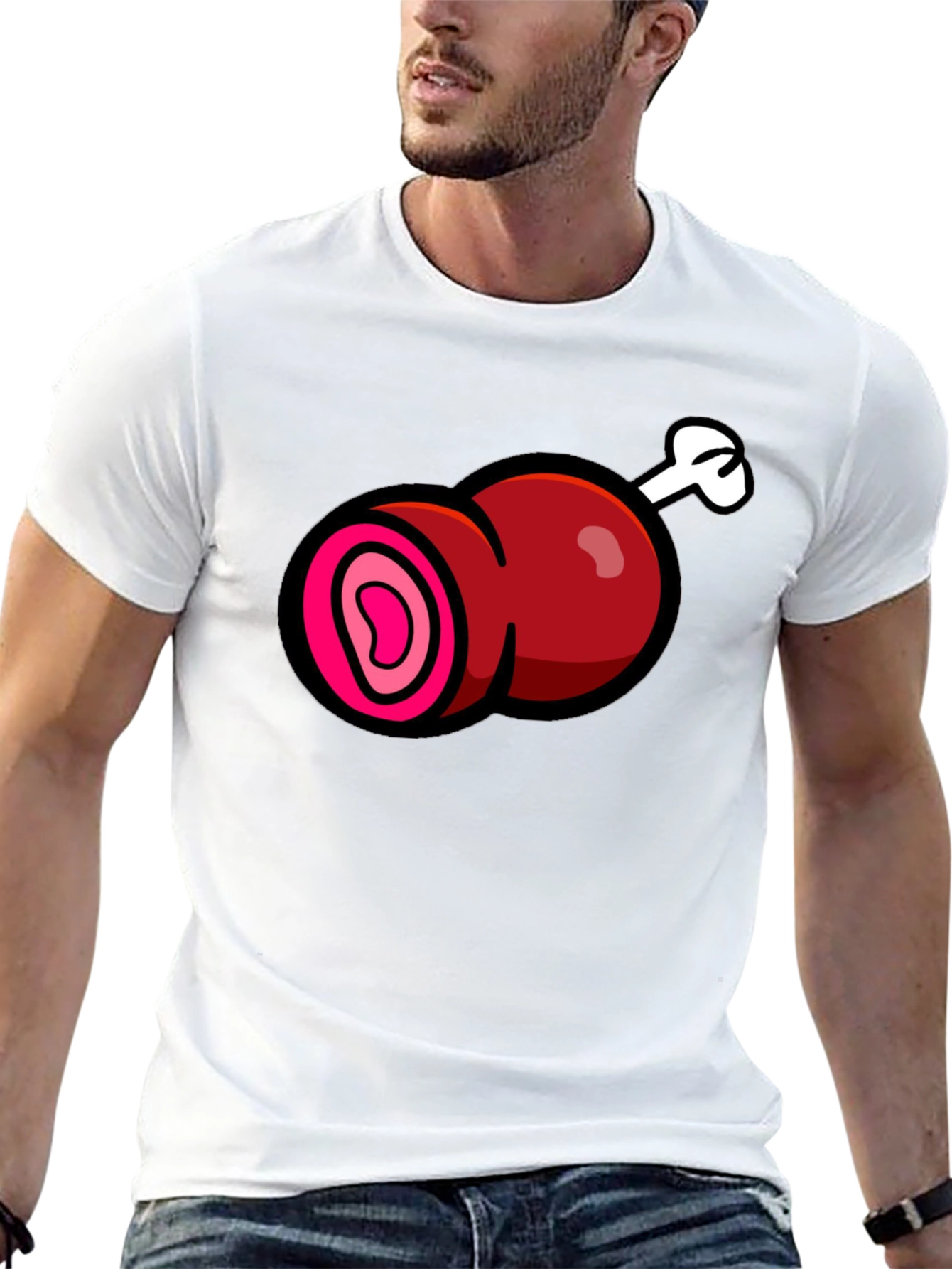 Cartoon Meat T-Shirt - Funny Graphic Tee