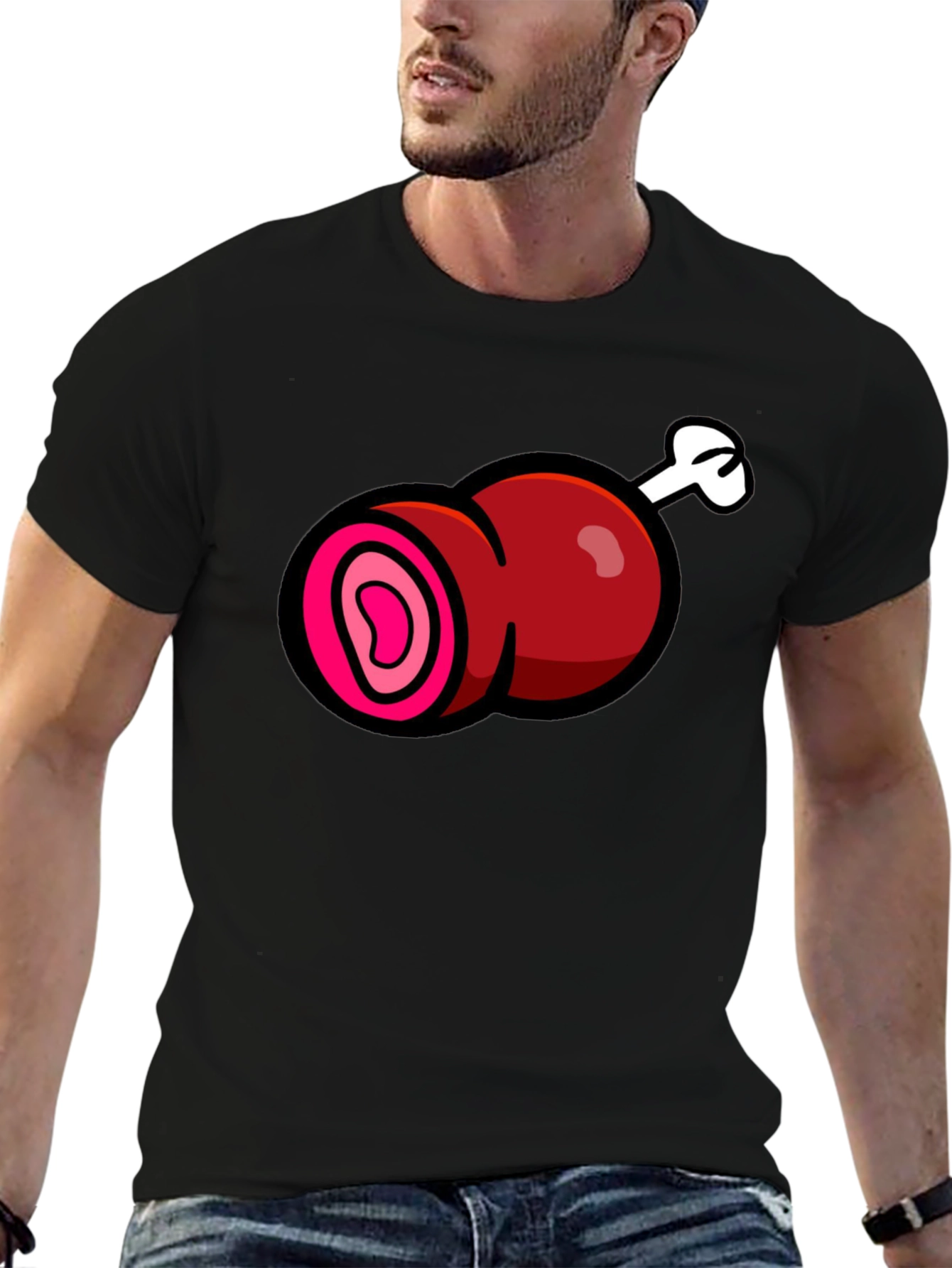 Cartoon Meat T-Shirt - Funny Graphic Tee