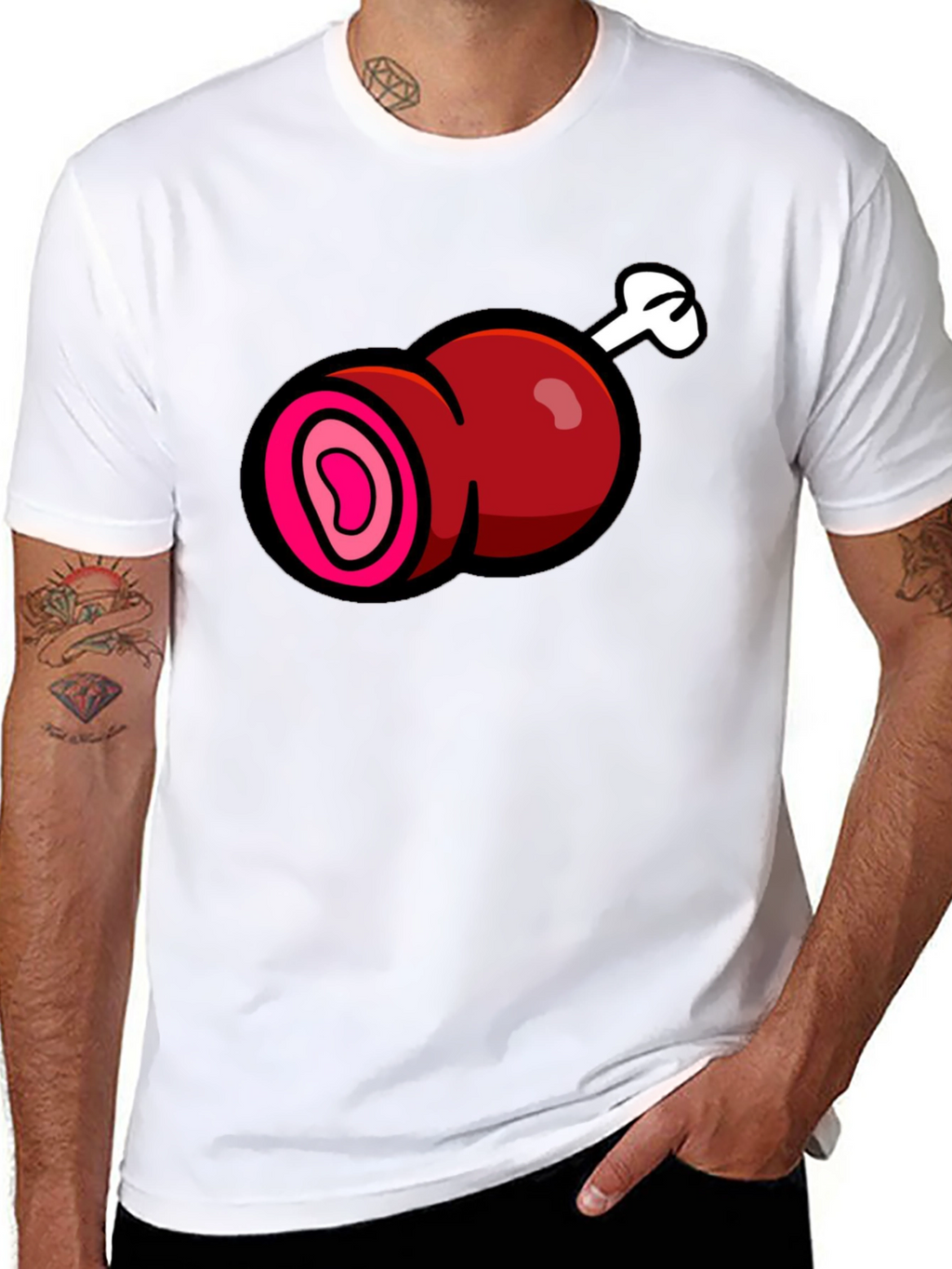 Cartoon Meat T-Shirt - Funny Graphic Tee