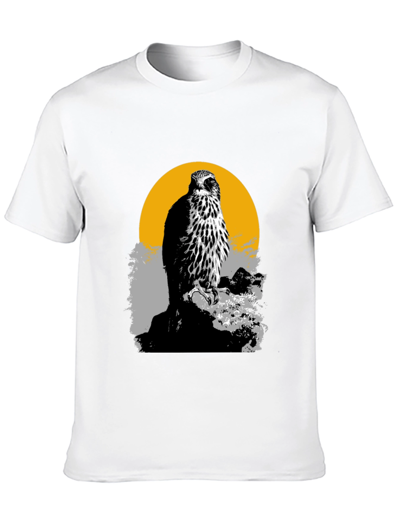 Hawk Graphic Tee - Mens Black Cotton T-Shirt