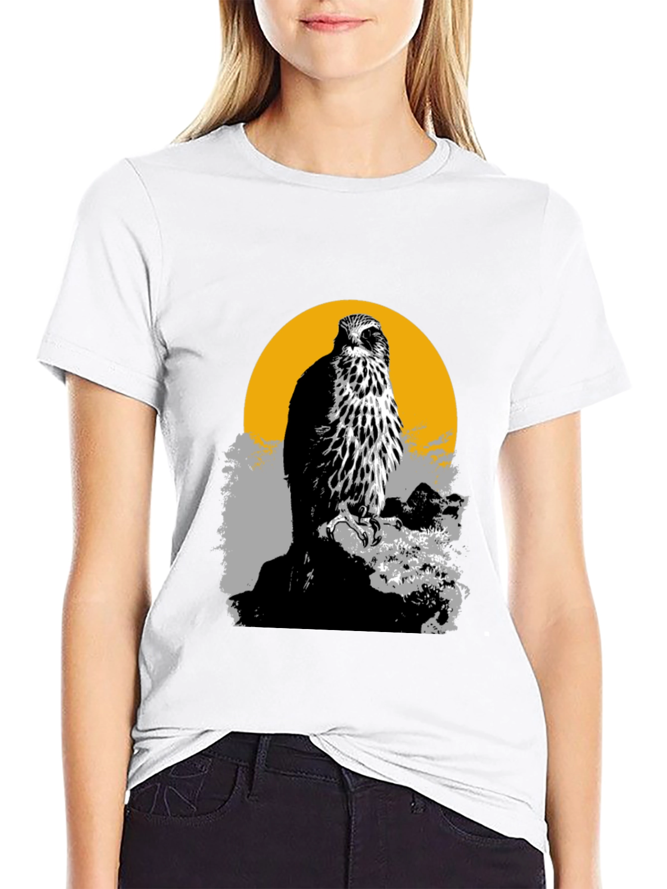 Hawk Graphic Tee - Mens Black Cotton T-Shirt