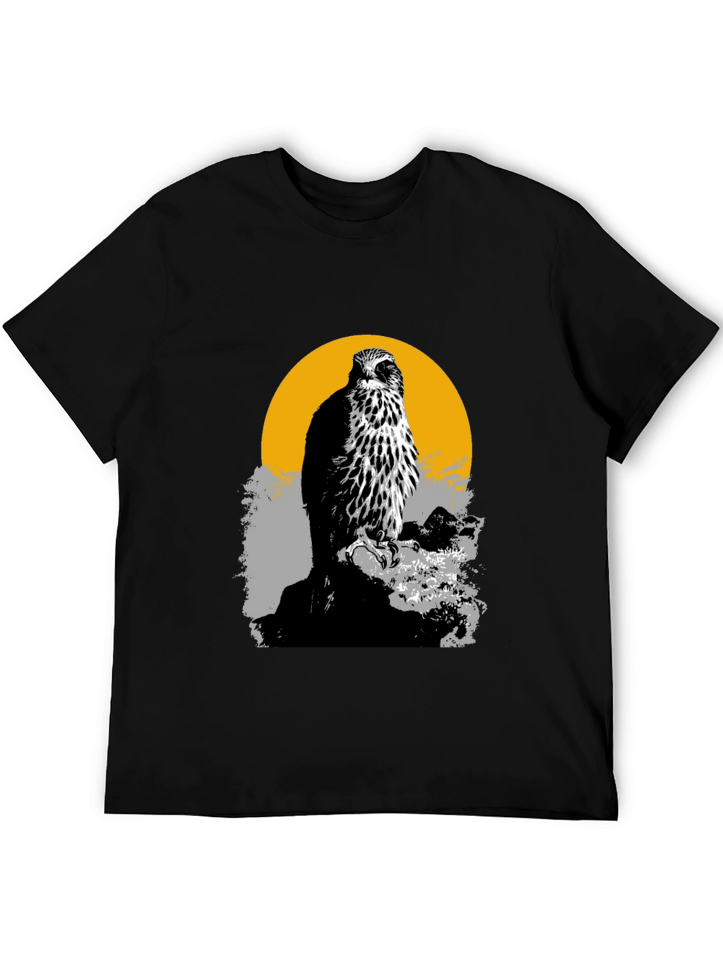 Hawk Graphic Tee - Mens Black Cotton T-Shirt