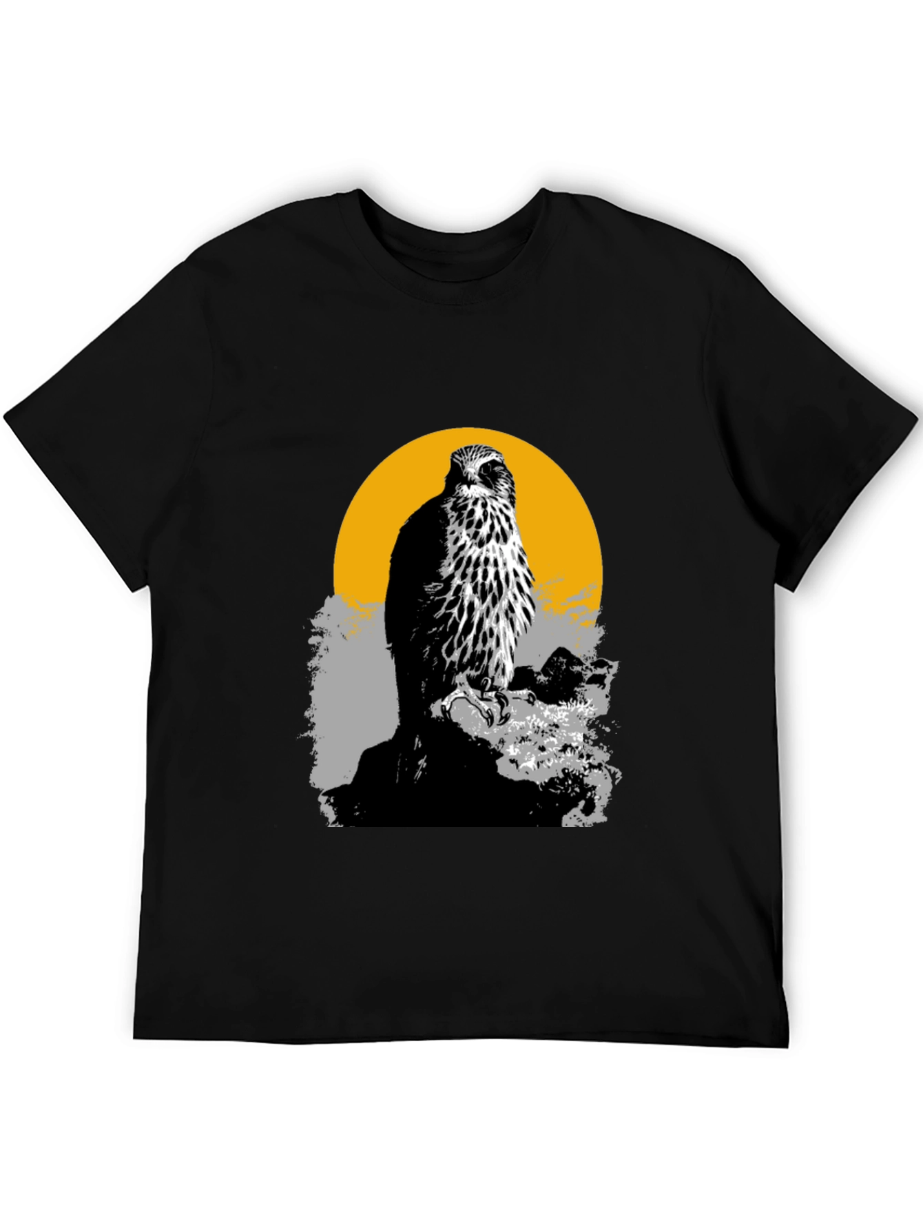 Hawk Graphic Tee - Mens Black Cotton T-Shirt