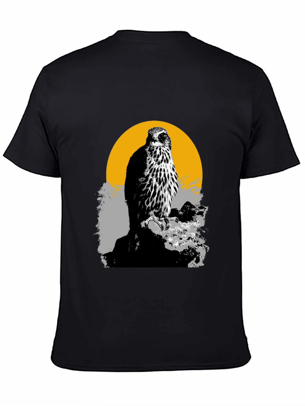 Hawk Graphic Tee - Mens Black Cotton T-Shirt