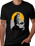 Hawk Graphic Tee - Mens Black Cotton T-Shirt