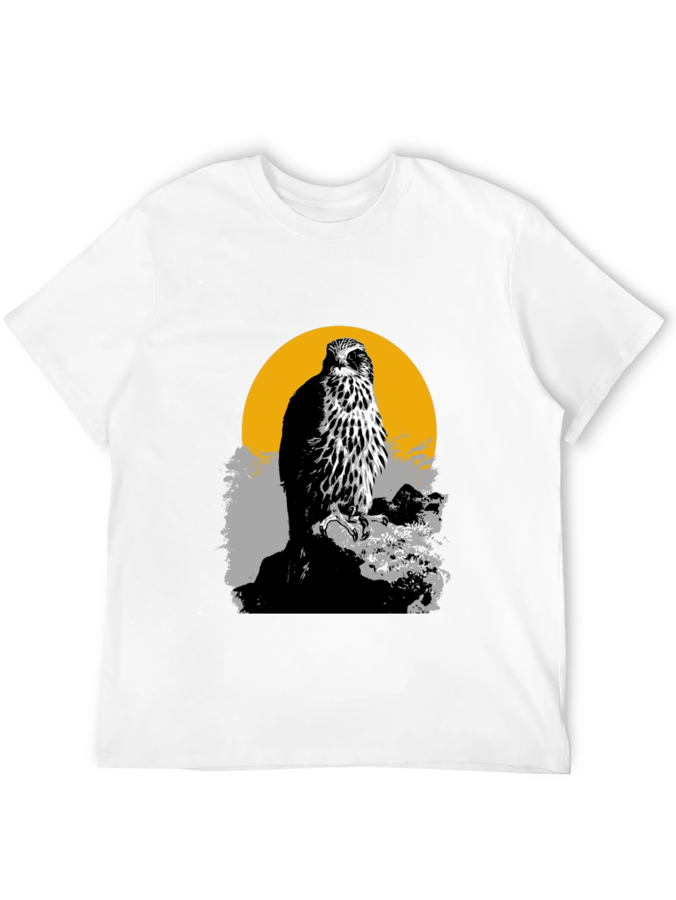 Hawk Graphic Tee - Mens Black Cotton T-Shirt