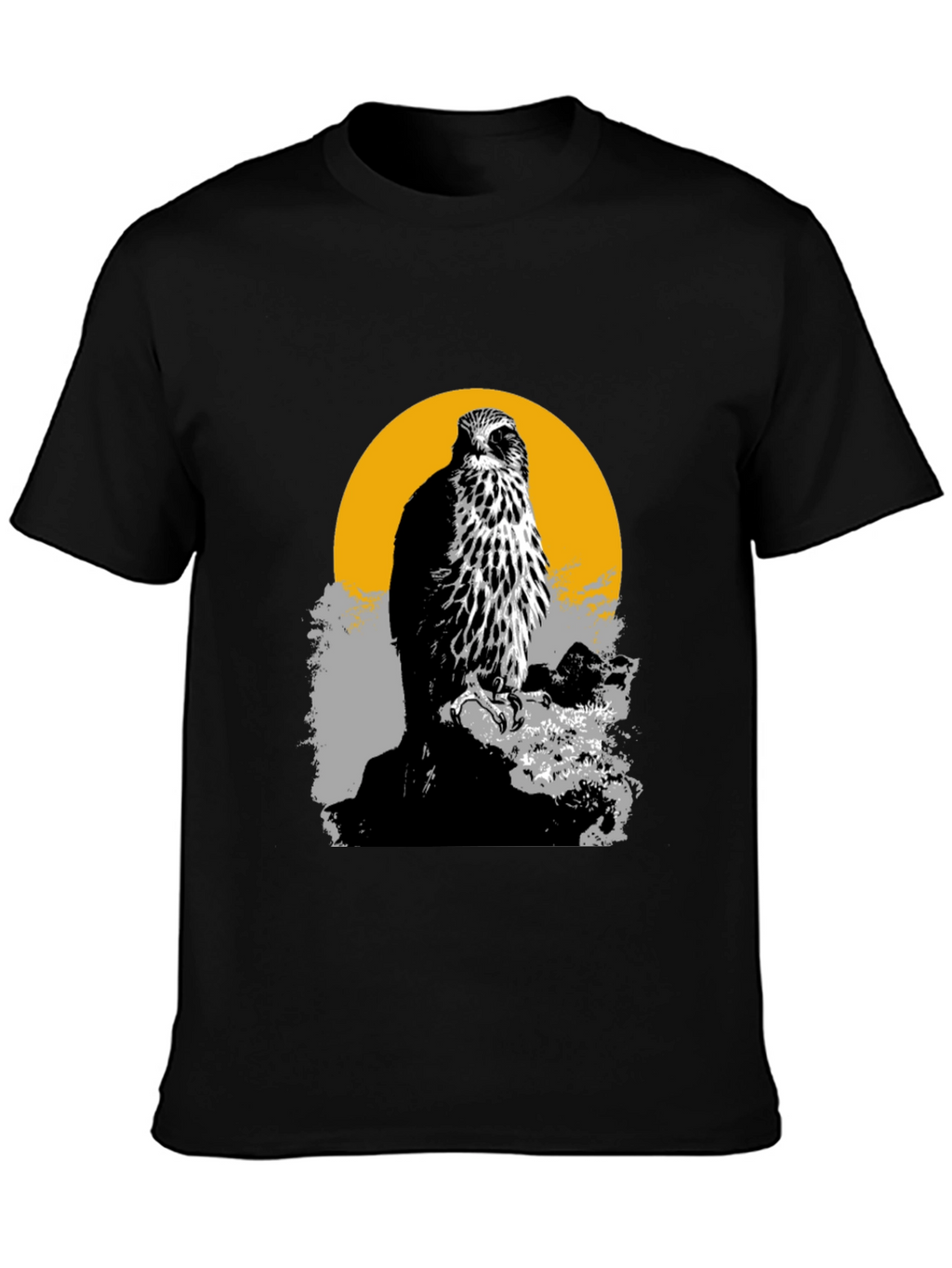 Hawk Graphic Tee - Mens Black Cotton T-Shirt