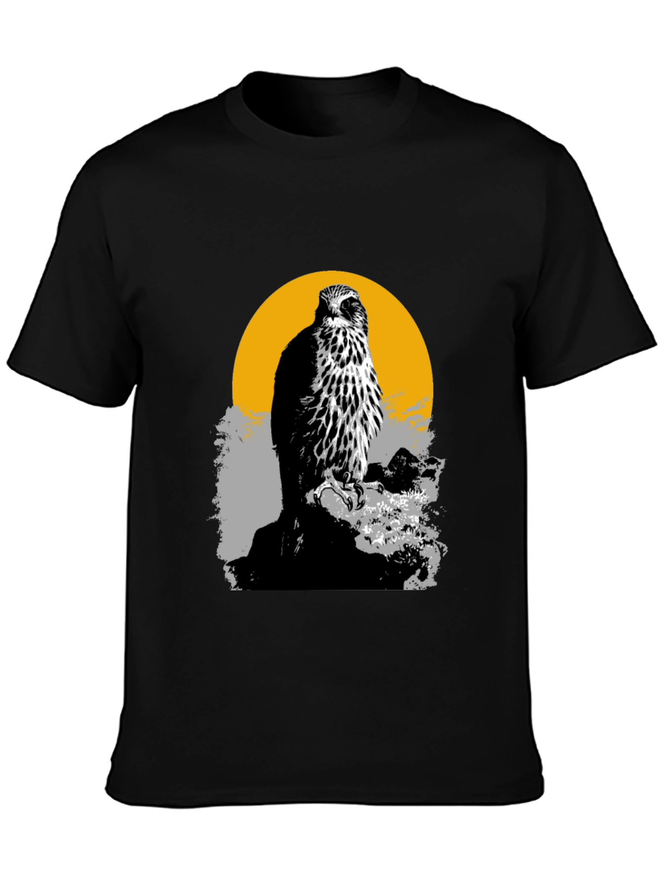 Hawk Graphic Tee - Mens Black Cotton T-Shirt