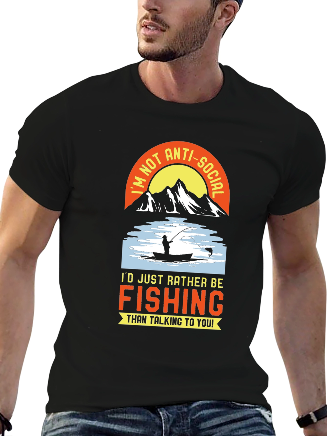 Fishing T-Shirt - Id Rather Be Fishing Anti-Social Tee