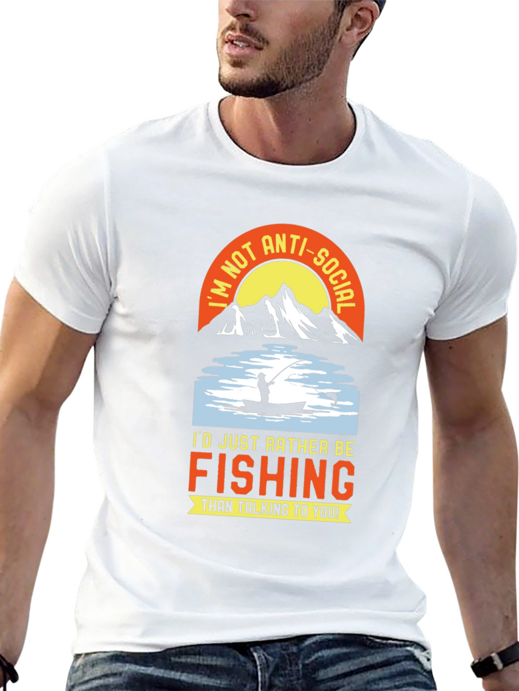 Fishing T-Shirt - Id Rather Be Fishing Anti-Social Tee