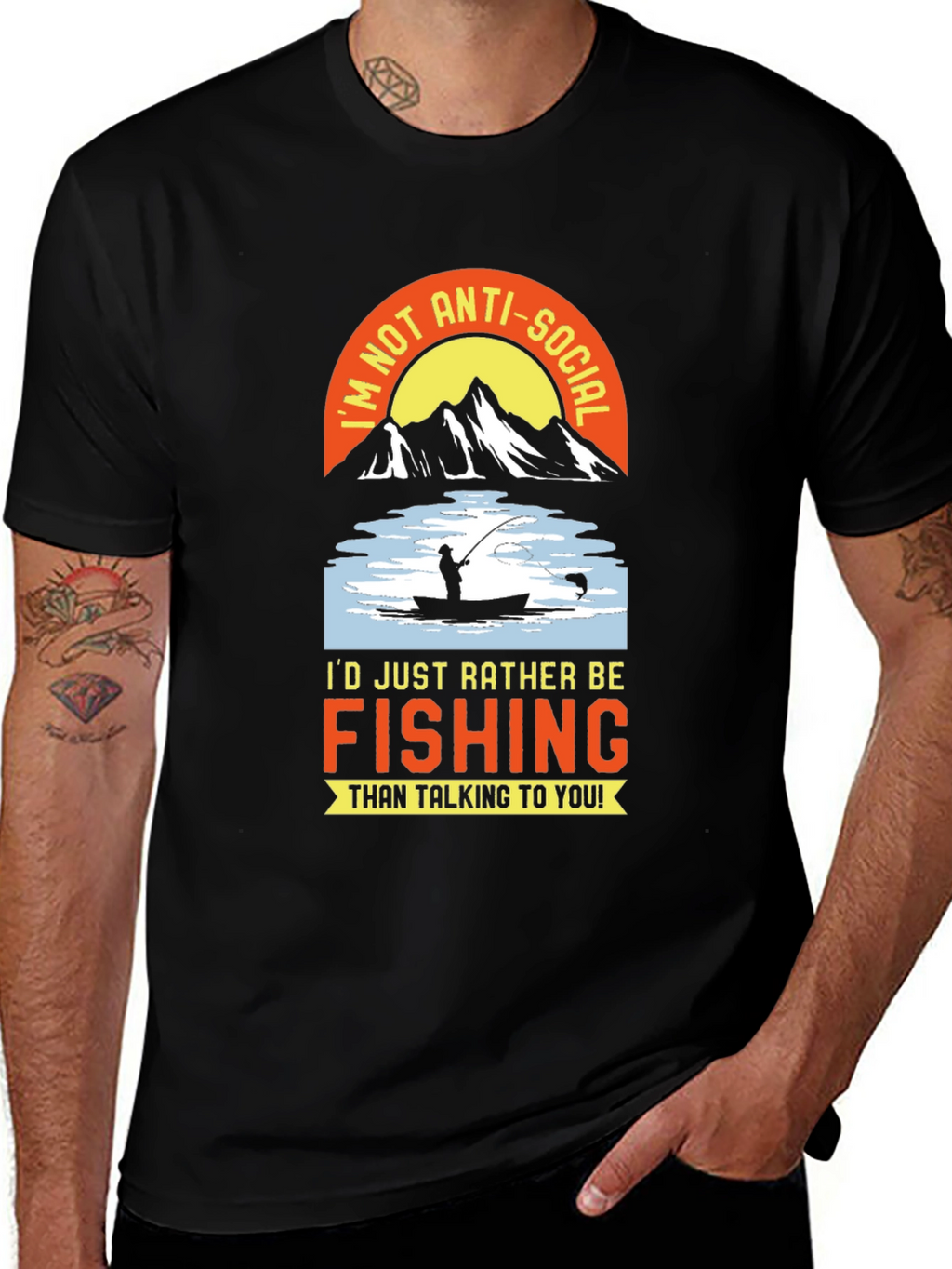 Fishing T-Shirt - Id Rather Be Fishing Anti-Social Tee