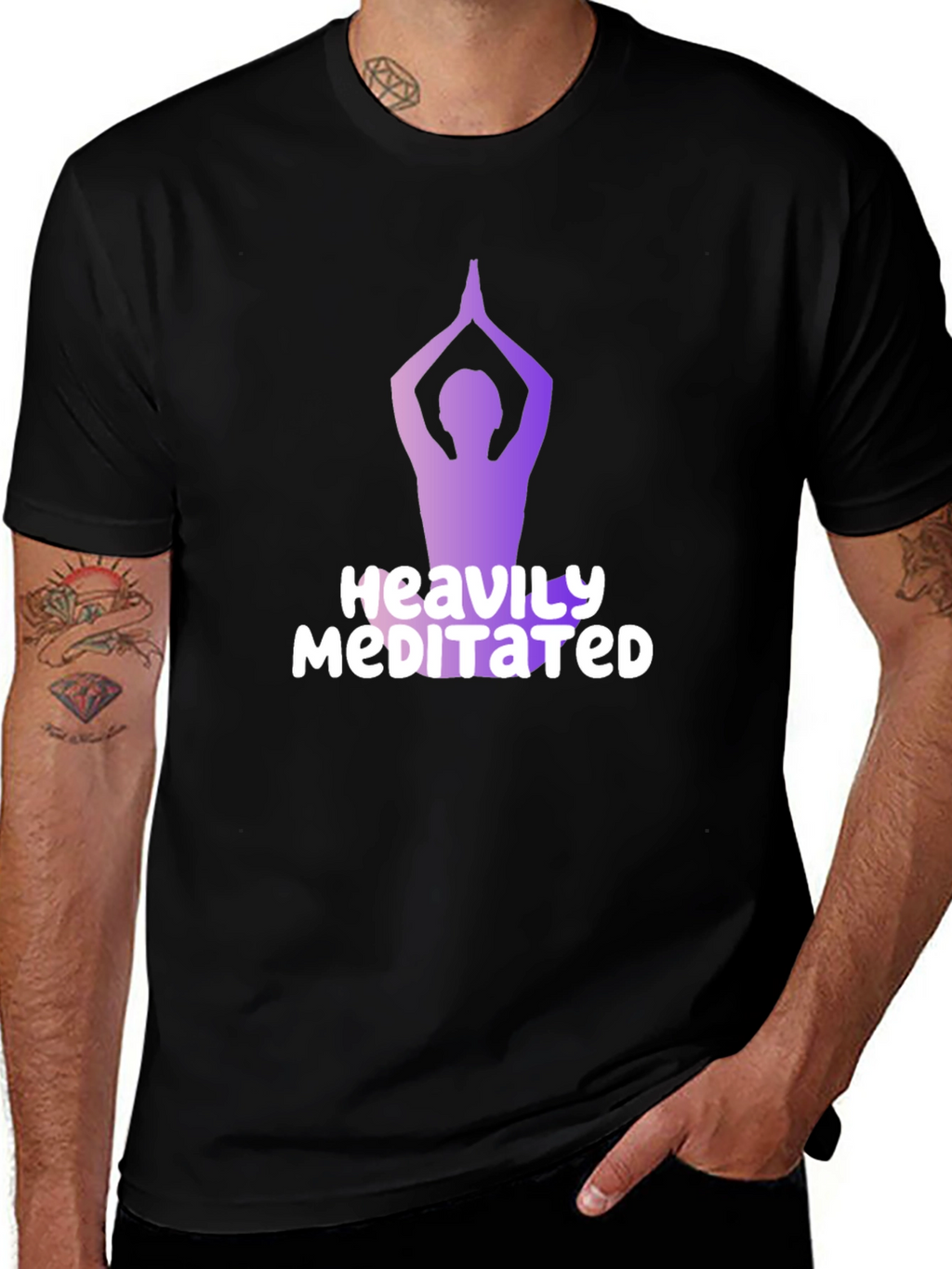 Heavily Meditated T-Shirt - Yoga Pose Graphic Tee