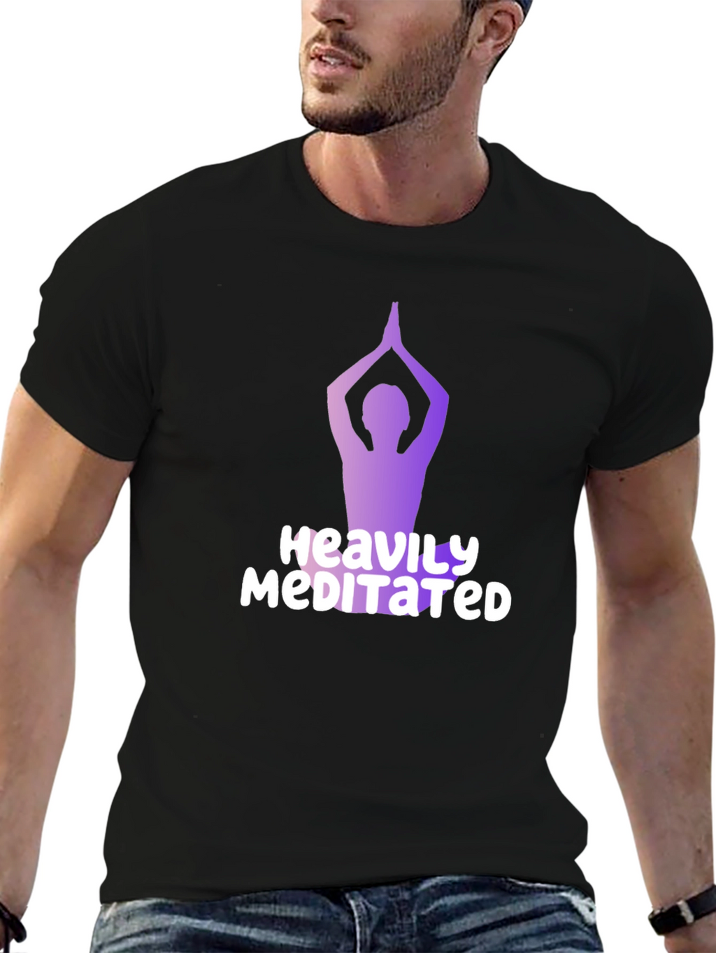 Heavily Meditated T-Shirt - Yoga Pose Graphic Tee