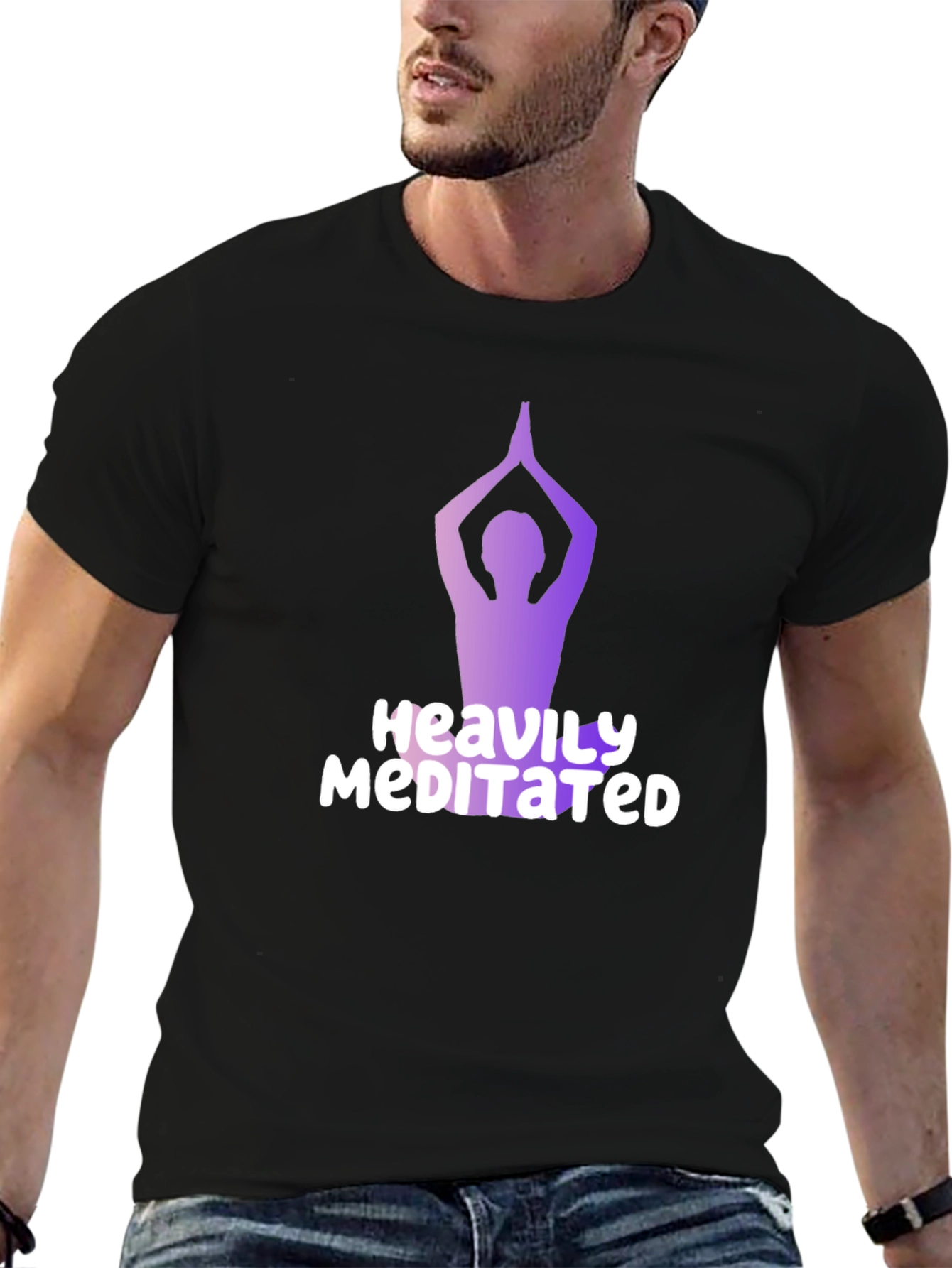 Heavily Meditated T-Shirt - Yoga Pose Graphic Tee