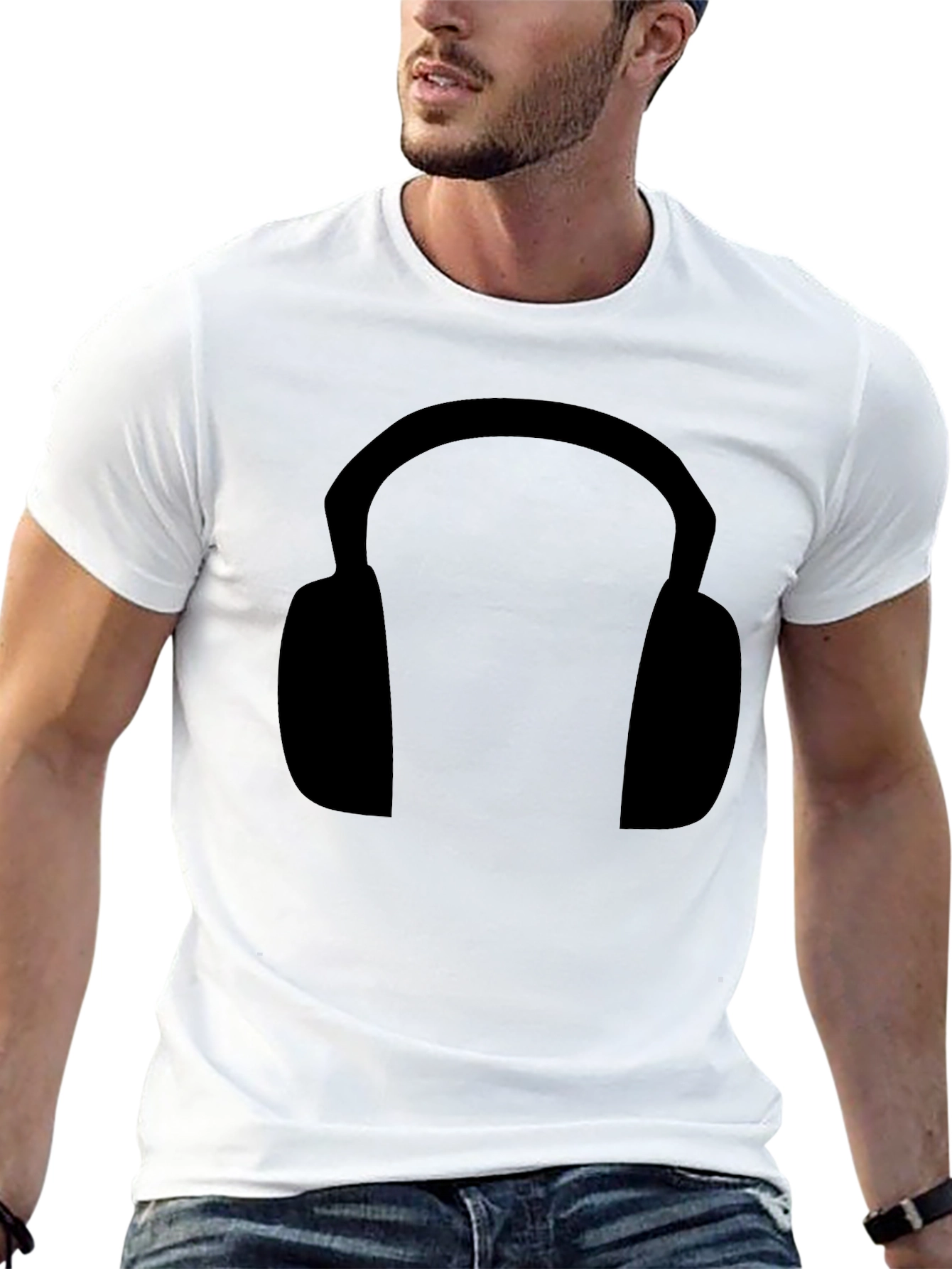 Black Headphone Graphic Tee - Stylish & Comfortable