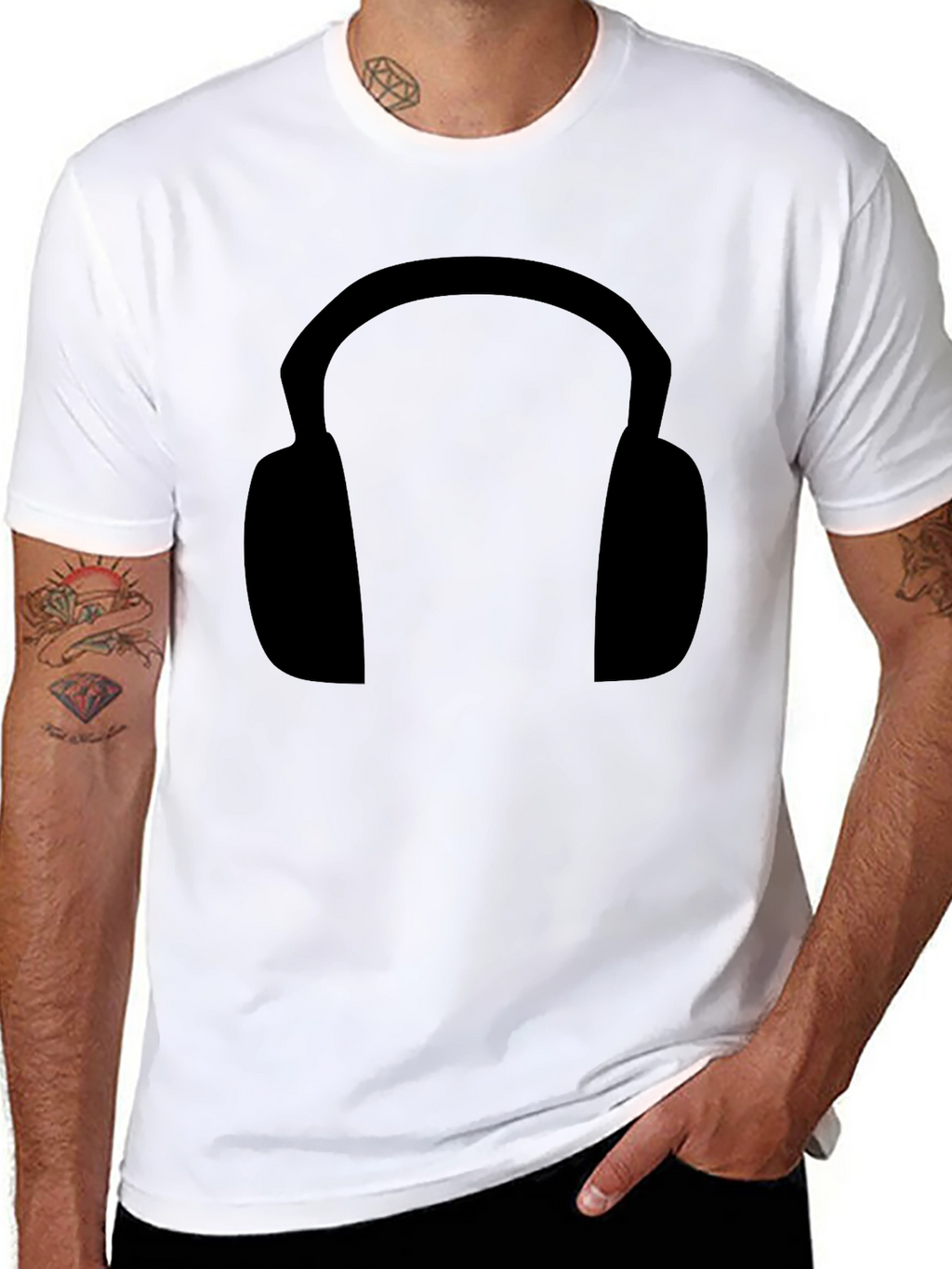 Black Headphone Graphic Tee - Stylish & Comfortable