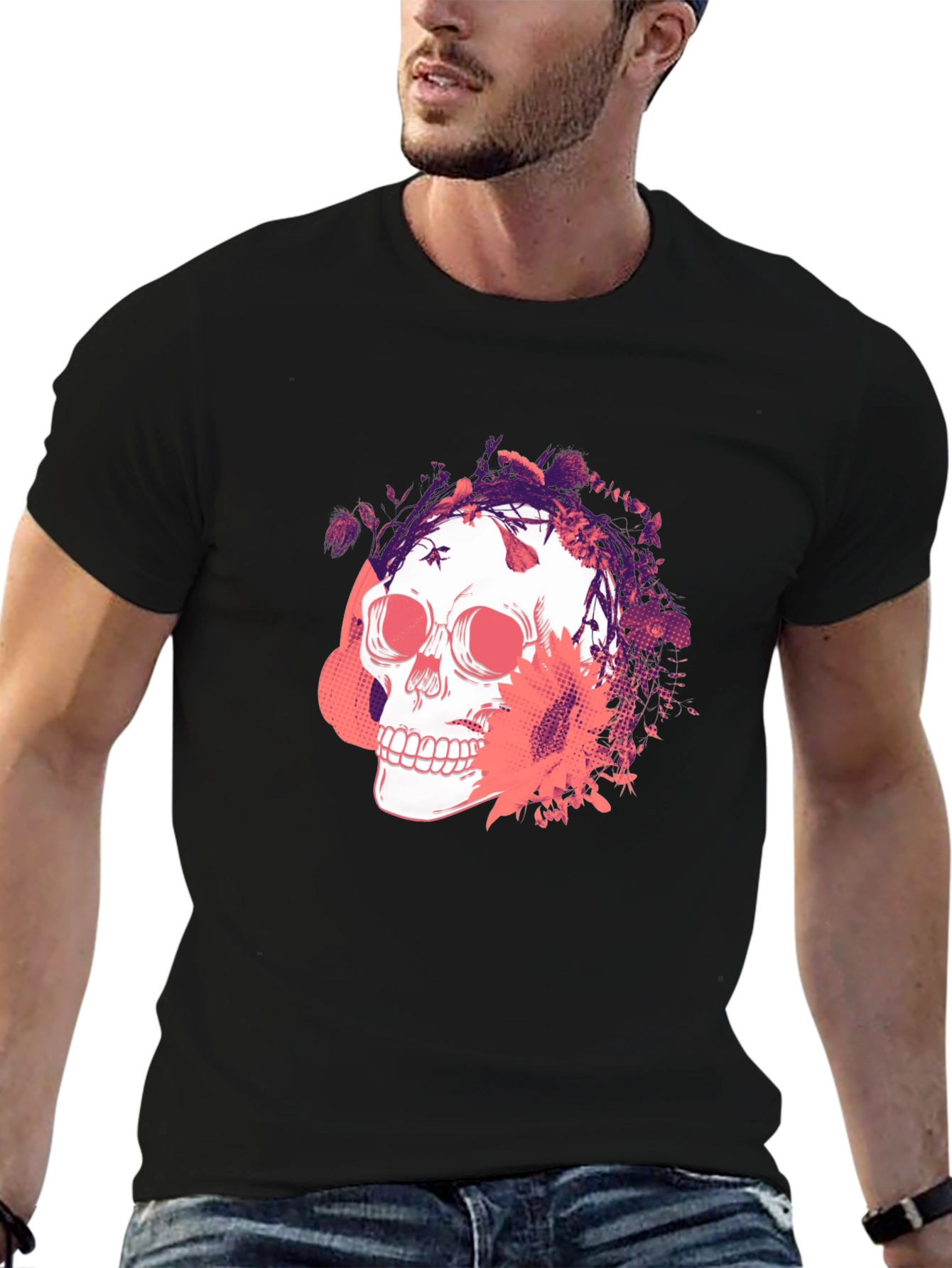 Skull Graphic Print T-Shirt - Mens Fashion