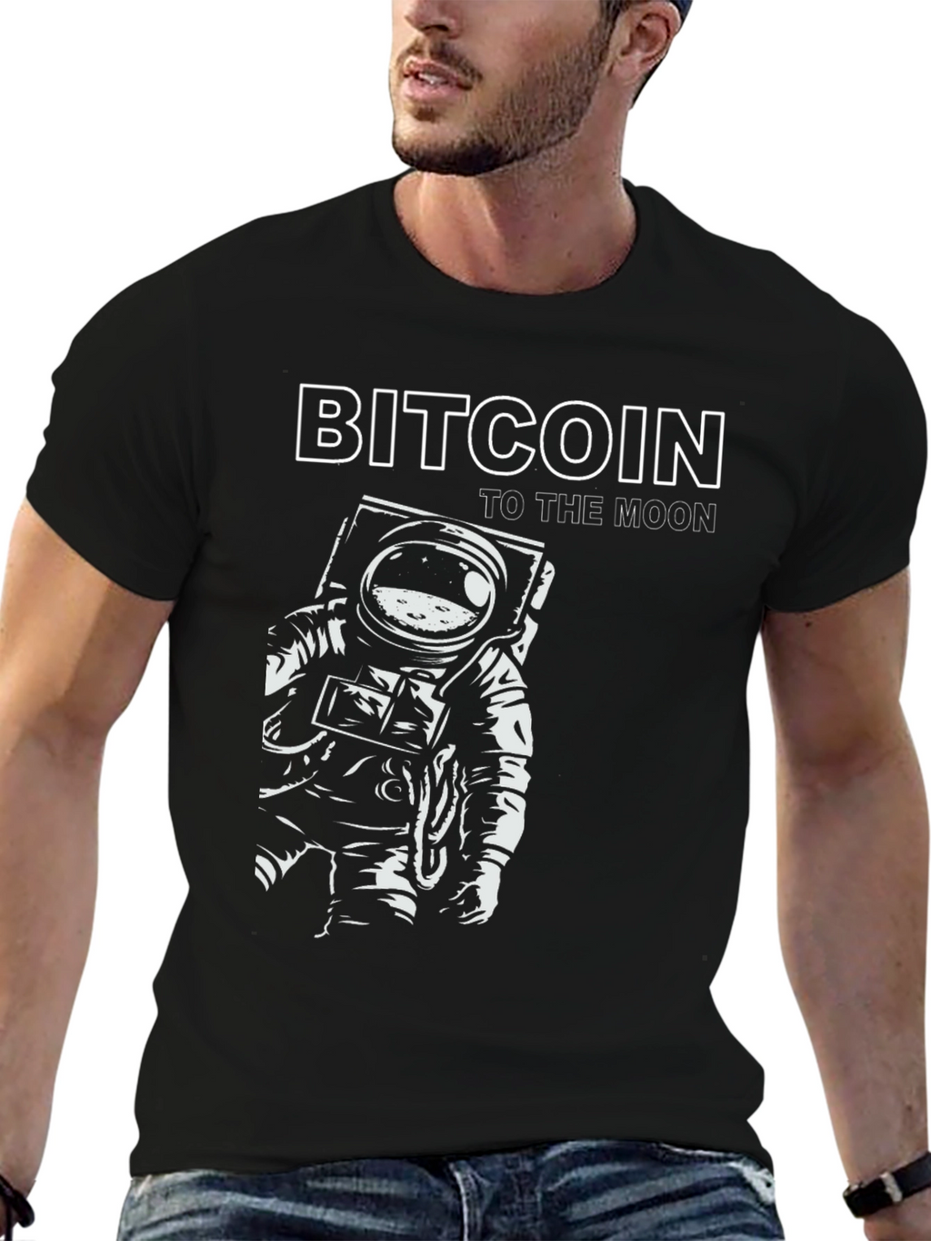 Bitcoin To The Moon T-Shirt - Astronaut Design
