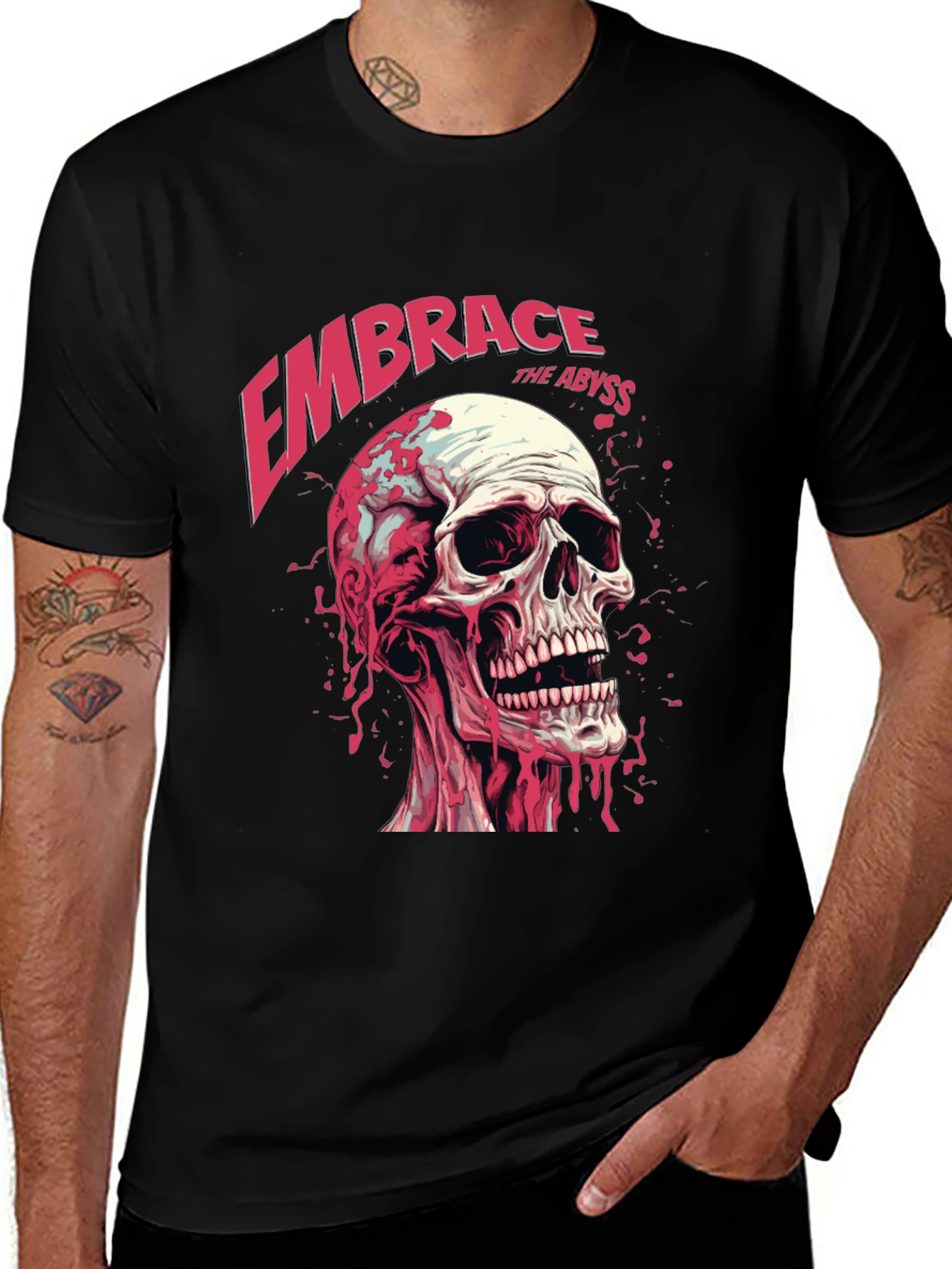 Embrace the Abyss Skull Graphic Tee - Bold Statement T-Shirt