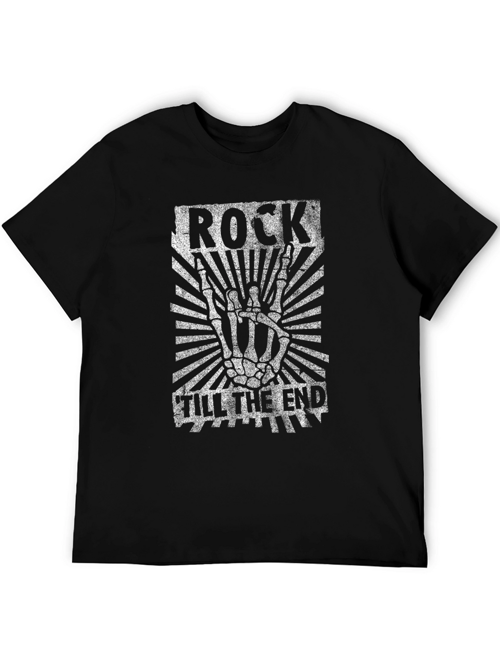 Rock Til the End T-Shirt - Skeleton Hand