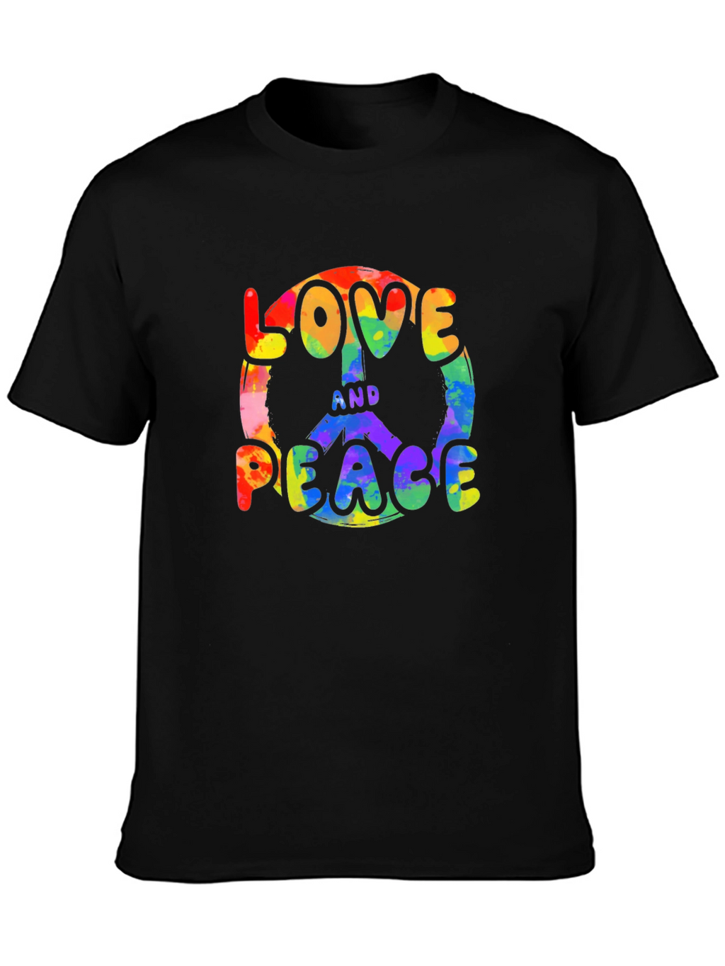 Love and Peace Rainbow Graphic T-Shirt