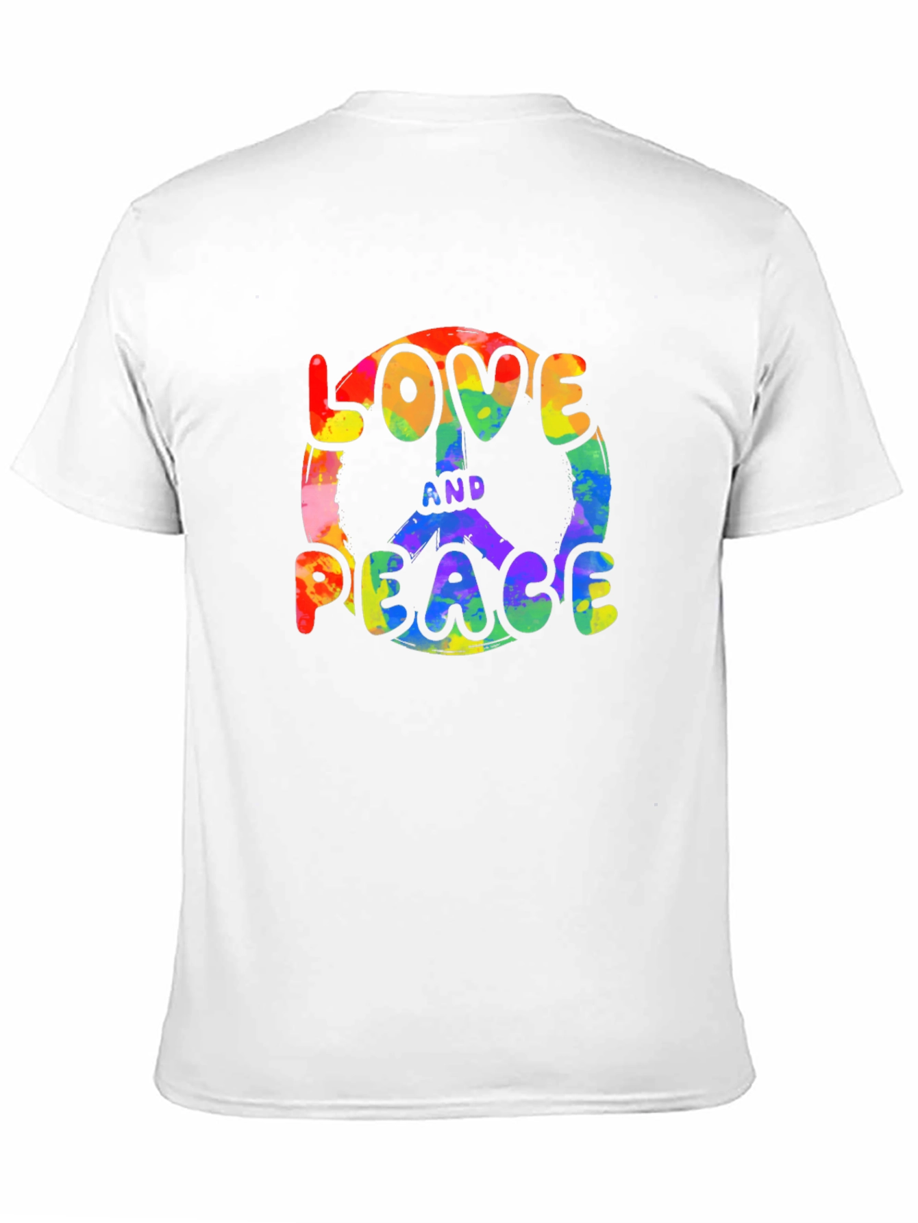 Love and Peace Rainbow Graphic T-Shirt