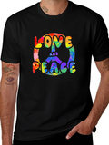 Love and Peace Rainbow Graphic T-Shirt