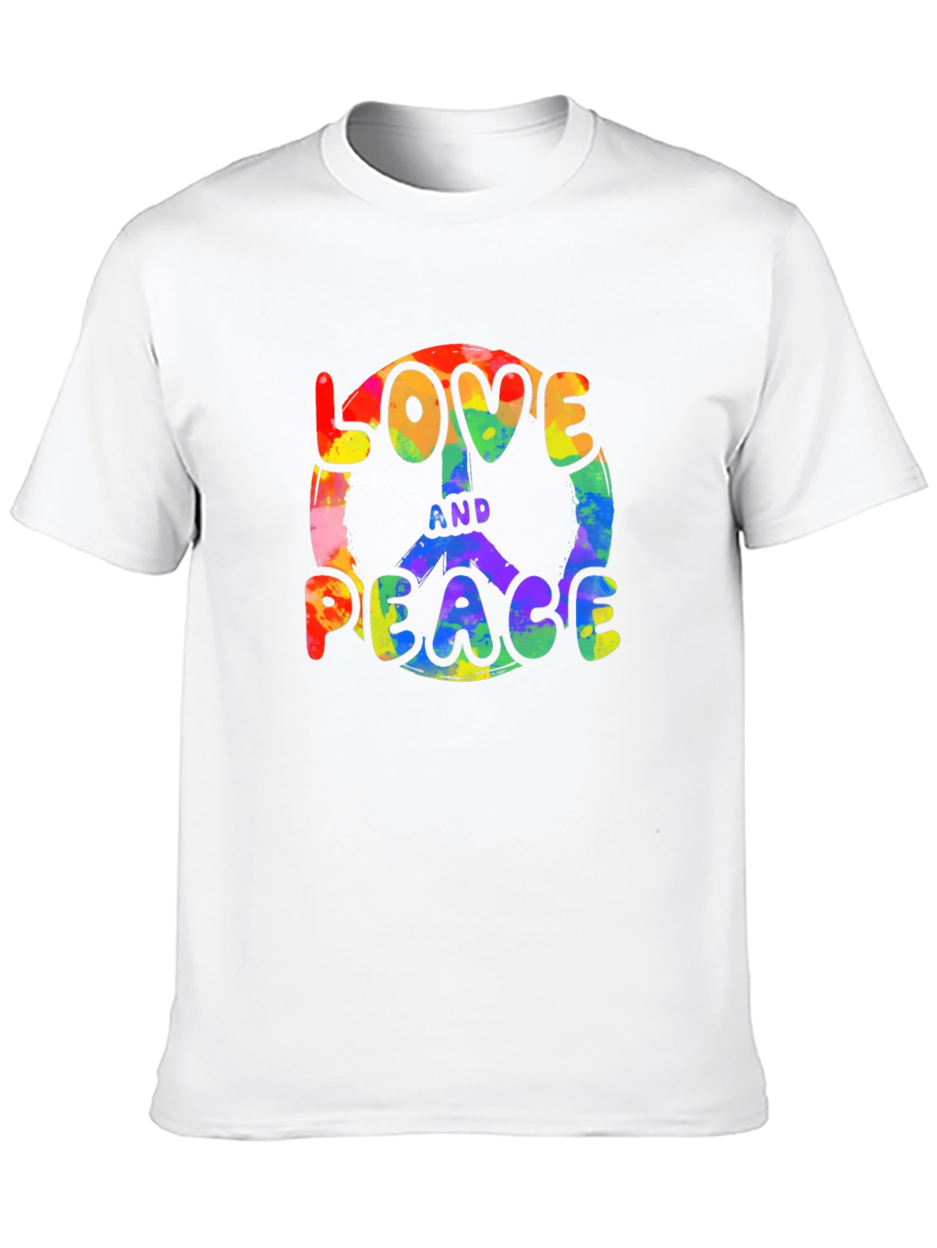 Love and Peace Rainbow Graphic T-Shirt