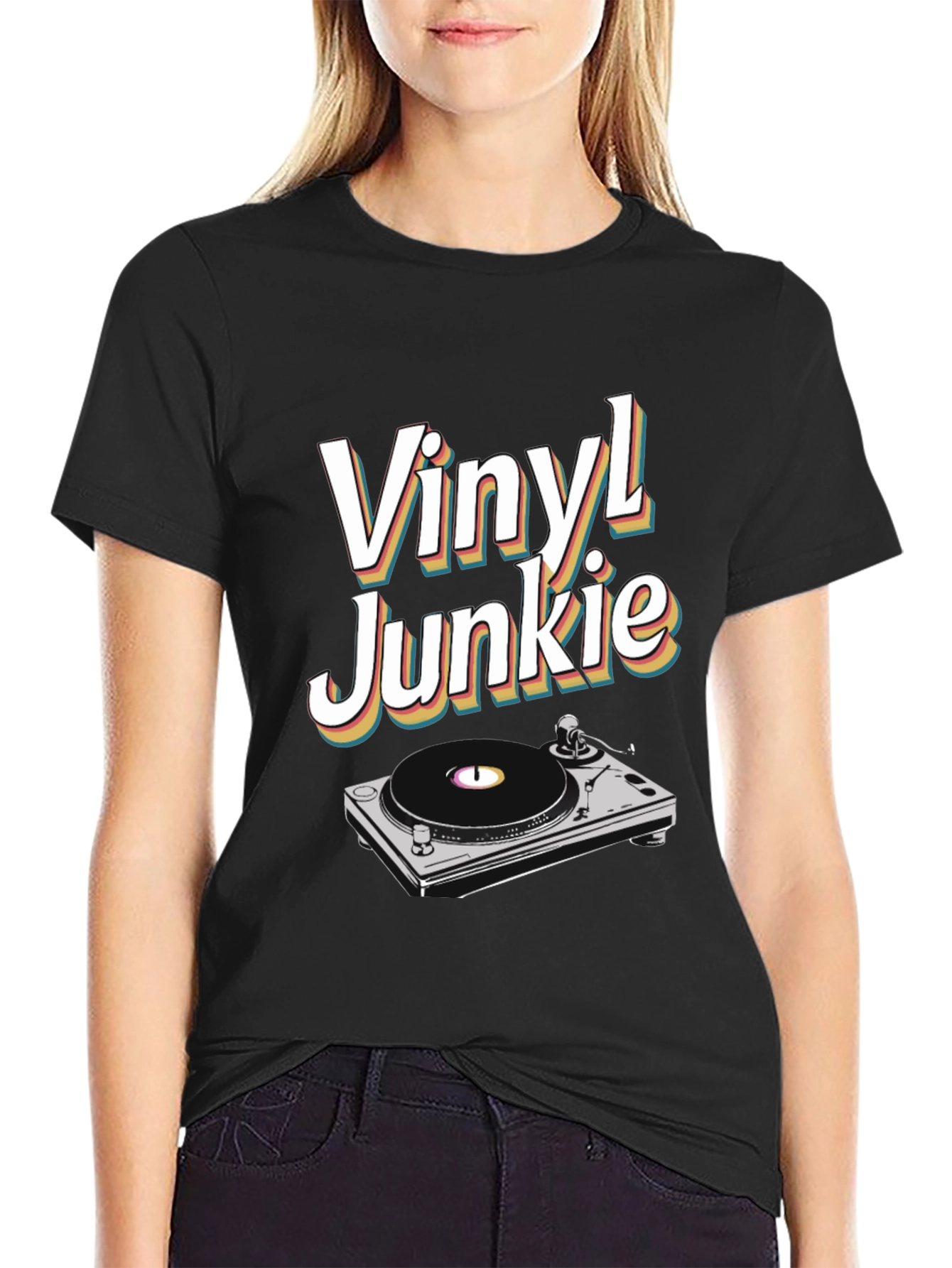 Vinyl Junkie T-Shirt - Retro Music Lover Tee