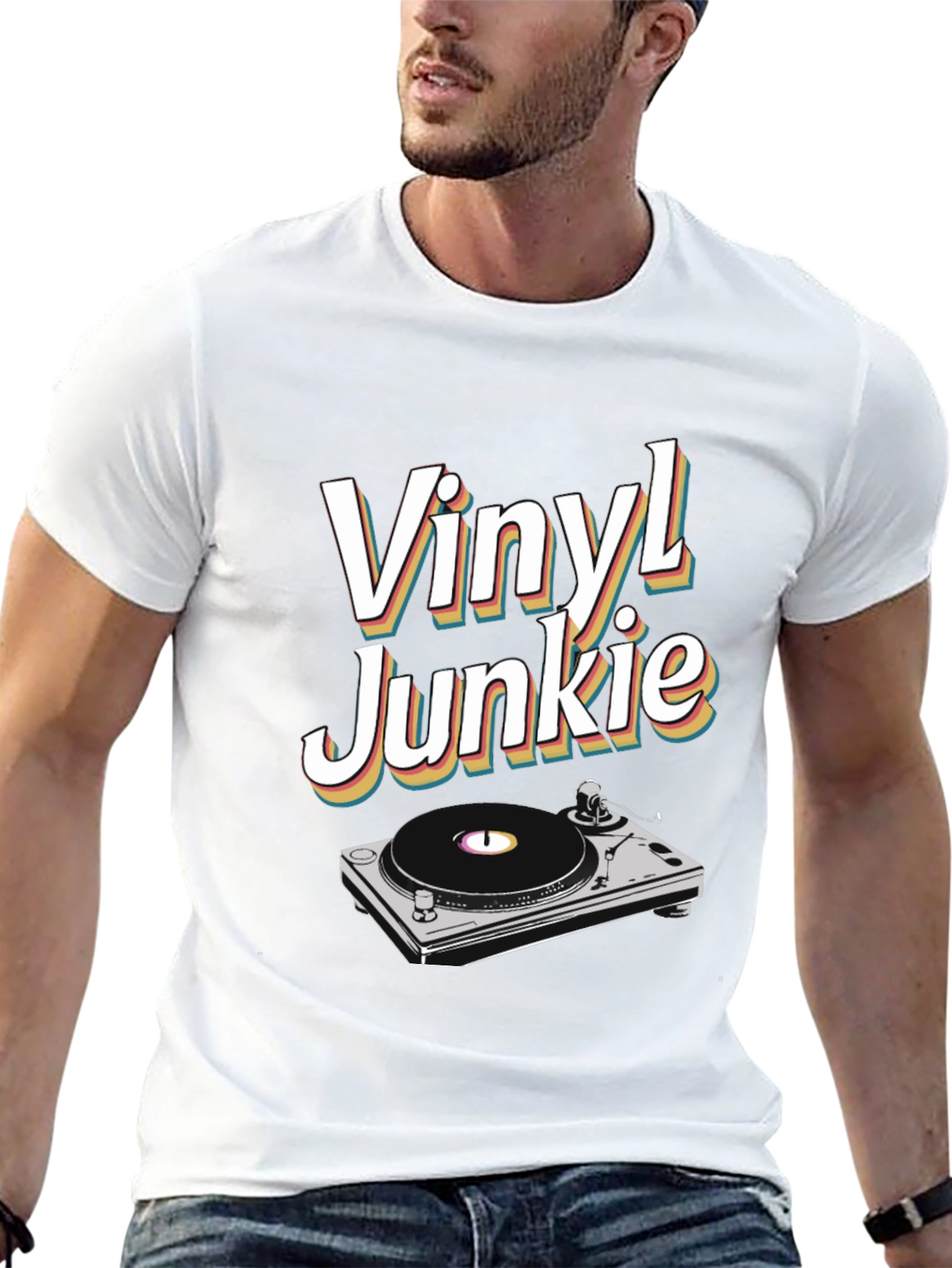 Vinyl Junkie T-Shirt - Retro Music Lover Tee