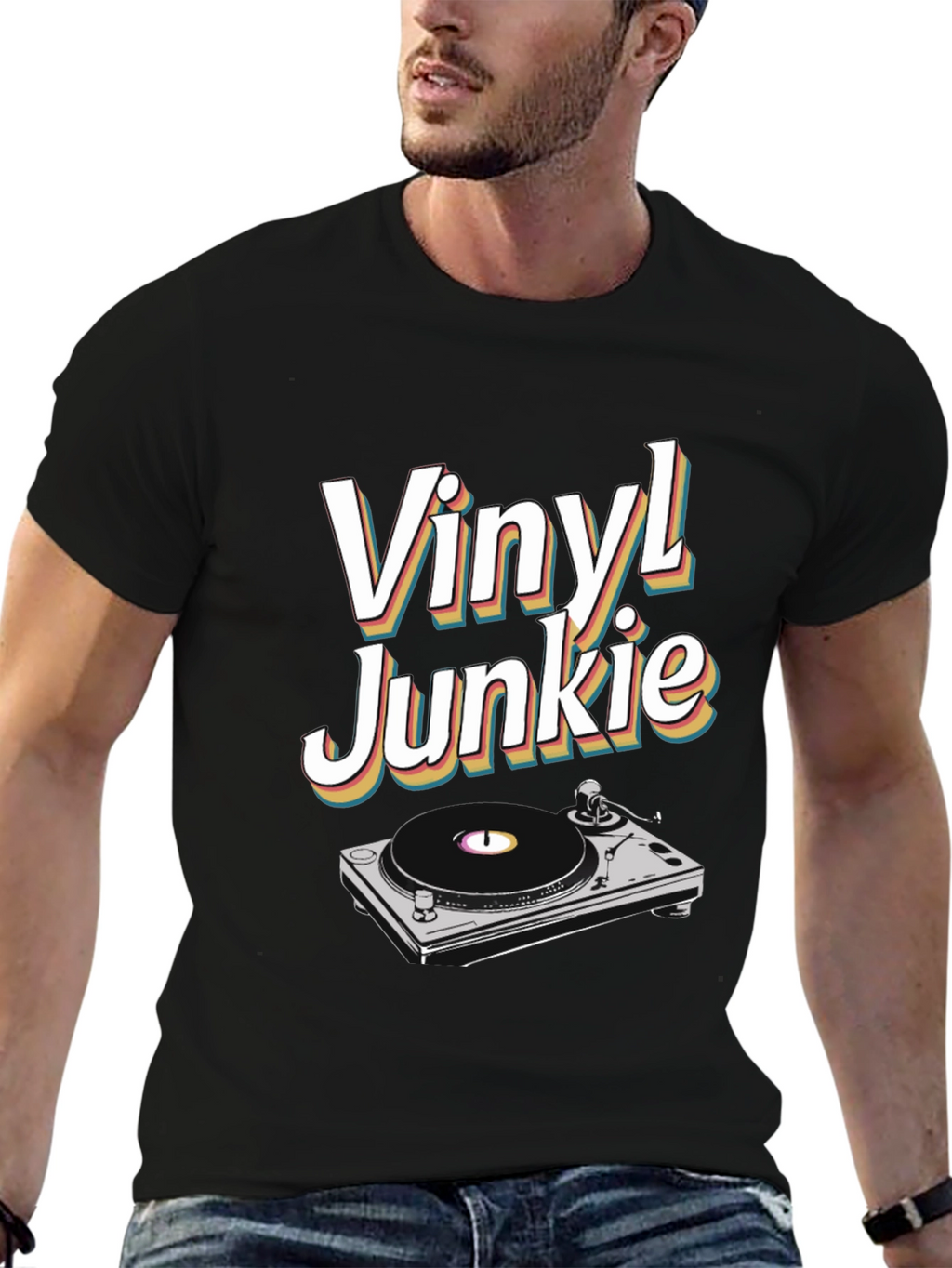 Vinyl Junkie T-Shirt - Retro Music Lover Tee