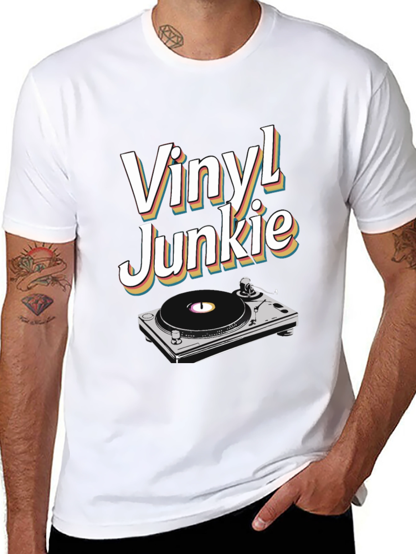 Vinyl Junkie T-Shirt - Retro Music Lover Tee