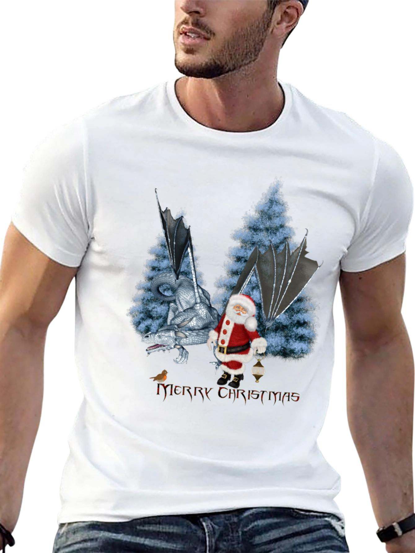 Dragon and Santa Christmas Tee