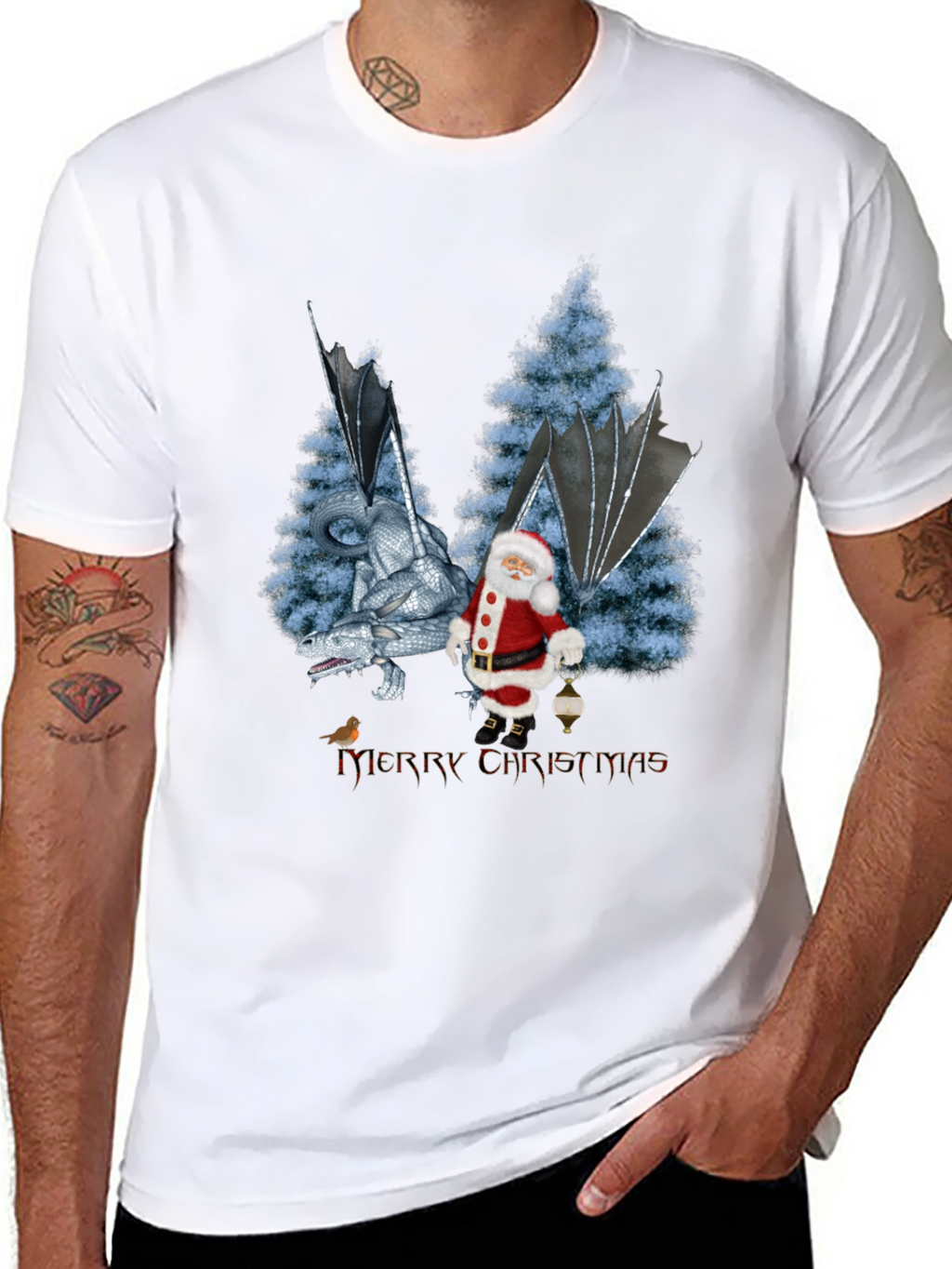 Dragon and Santa Christmas Tee