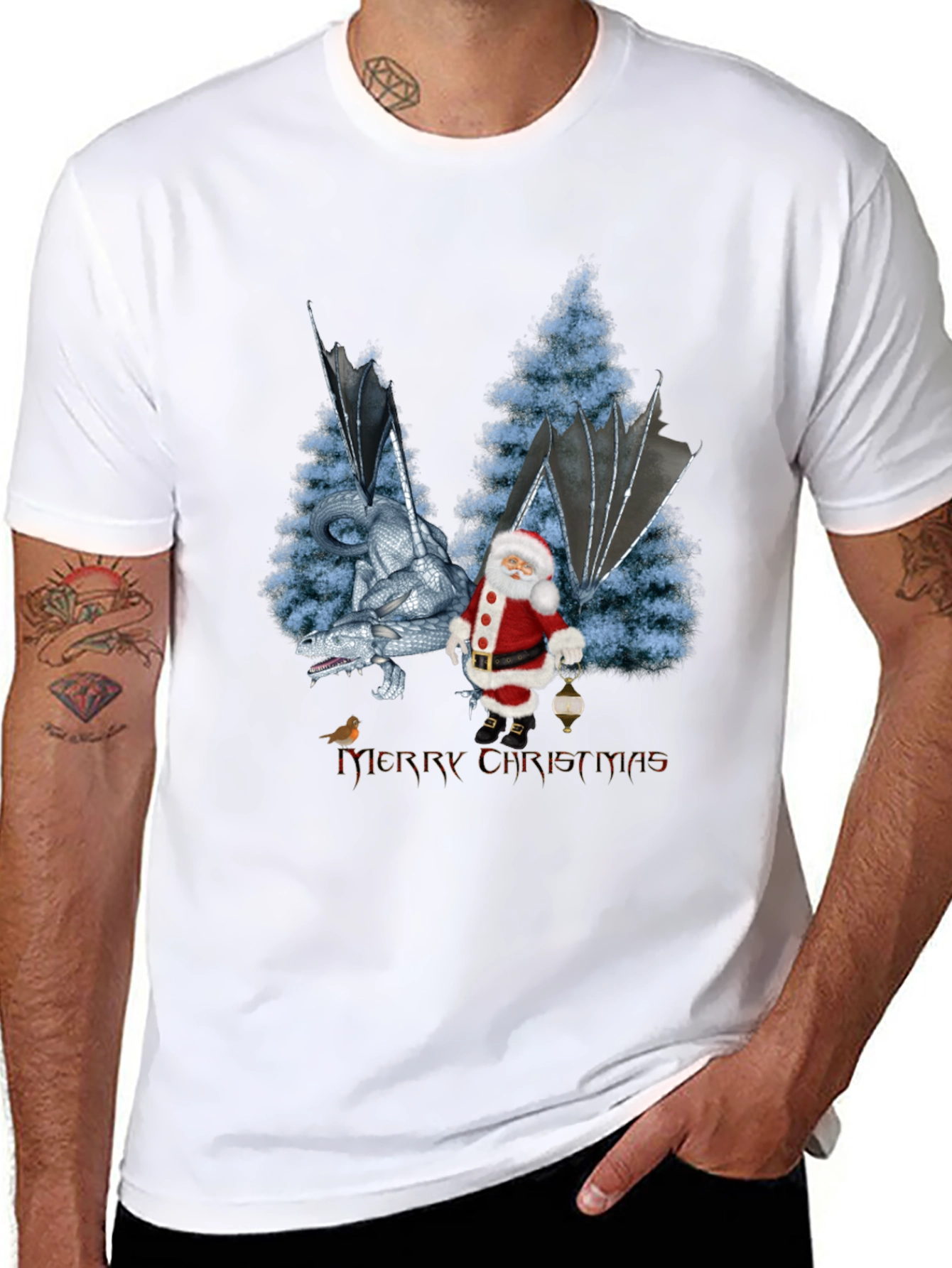 Dragon and Santa Christmas Tee