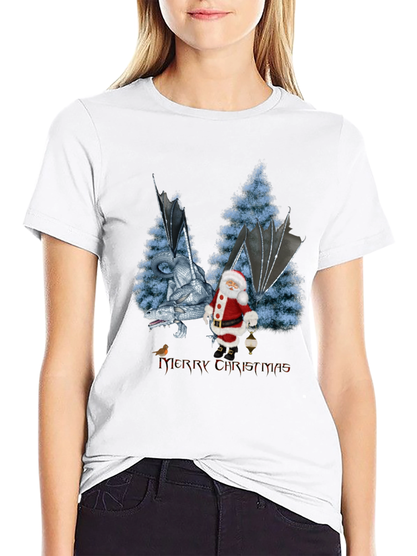 Dragon and Santa Christmas Tee