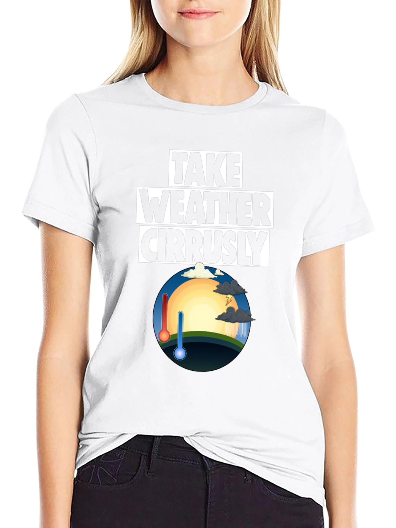 Weather Pun T-Shirt - Take Weather Cirrusly Black Tee