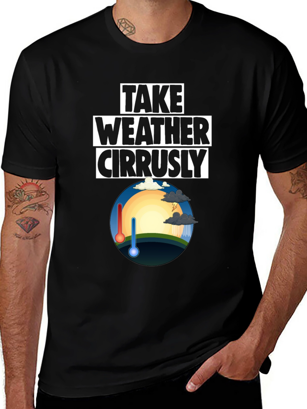 Weather Pun T-Shirt - Take Weather Cirrusly Black Tee