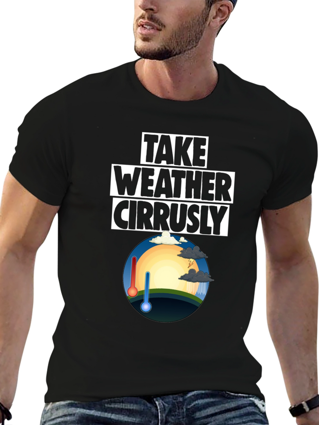 Weather Pun T-Shirt - Take Weather Cirrusly Black Tee