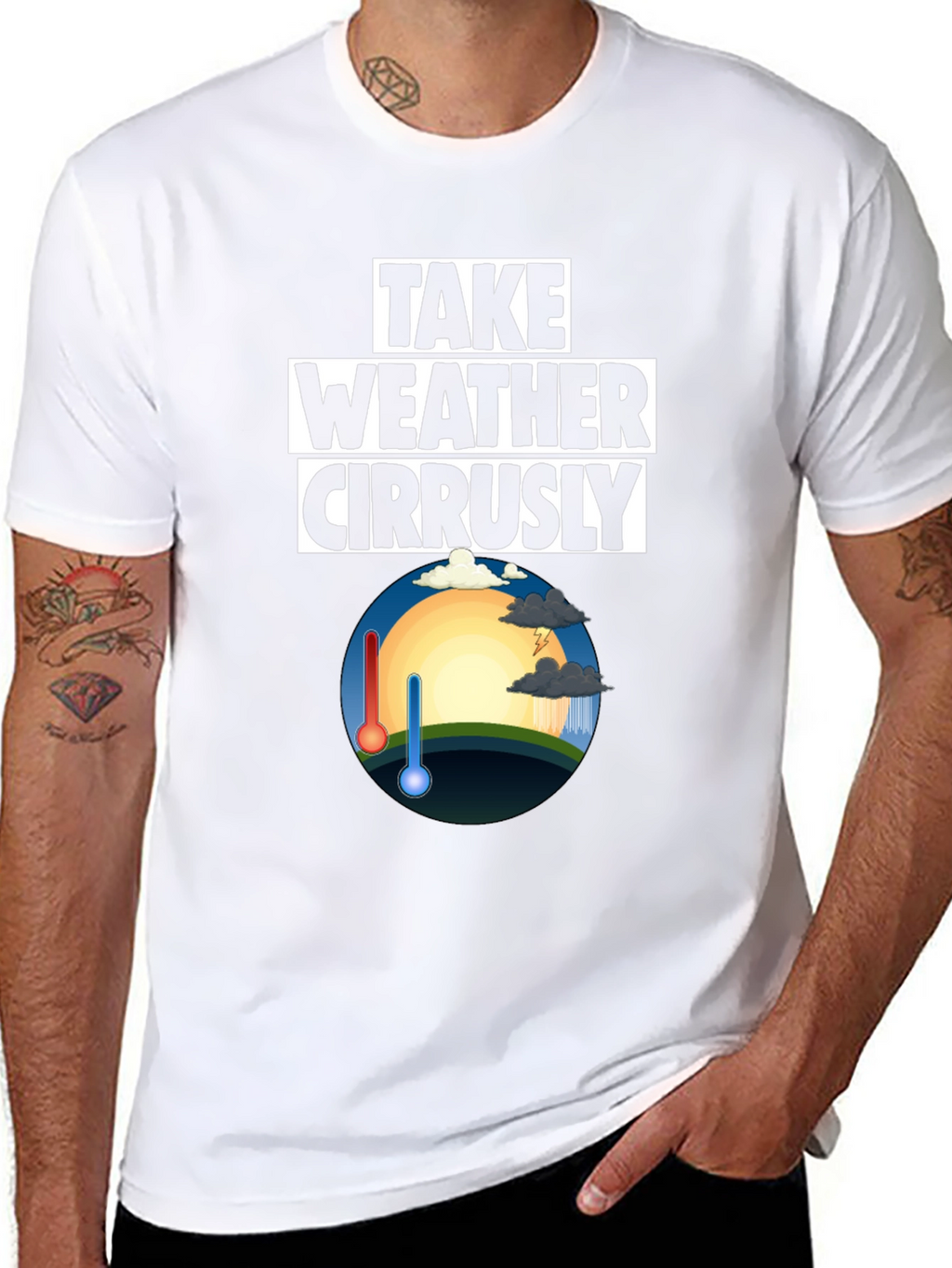 Weather Pun T-Shirt - Take Weather Cirrusly Black Tee