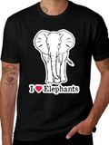 I Love Elephants Graphic T-Shirt - Black Cotton Tee