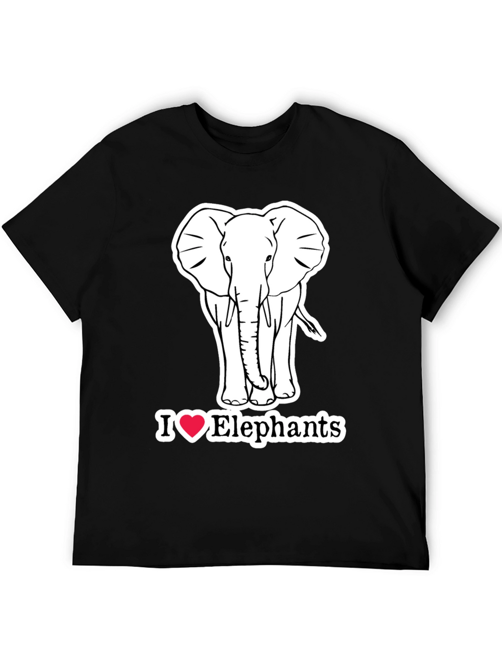 I Love Elephants Graphic T-Shirt - Black Cotton Tee