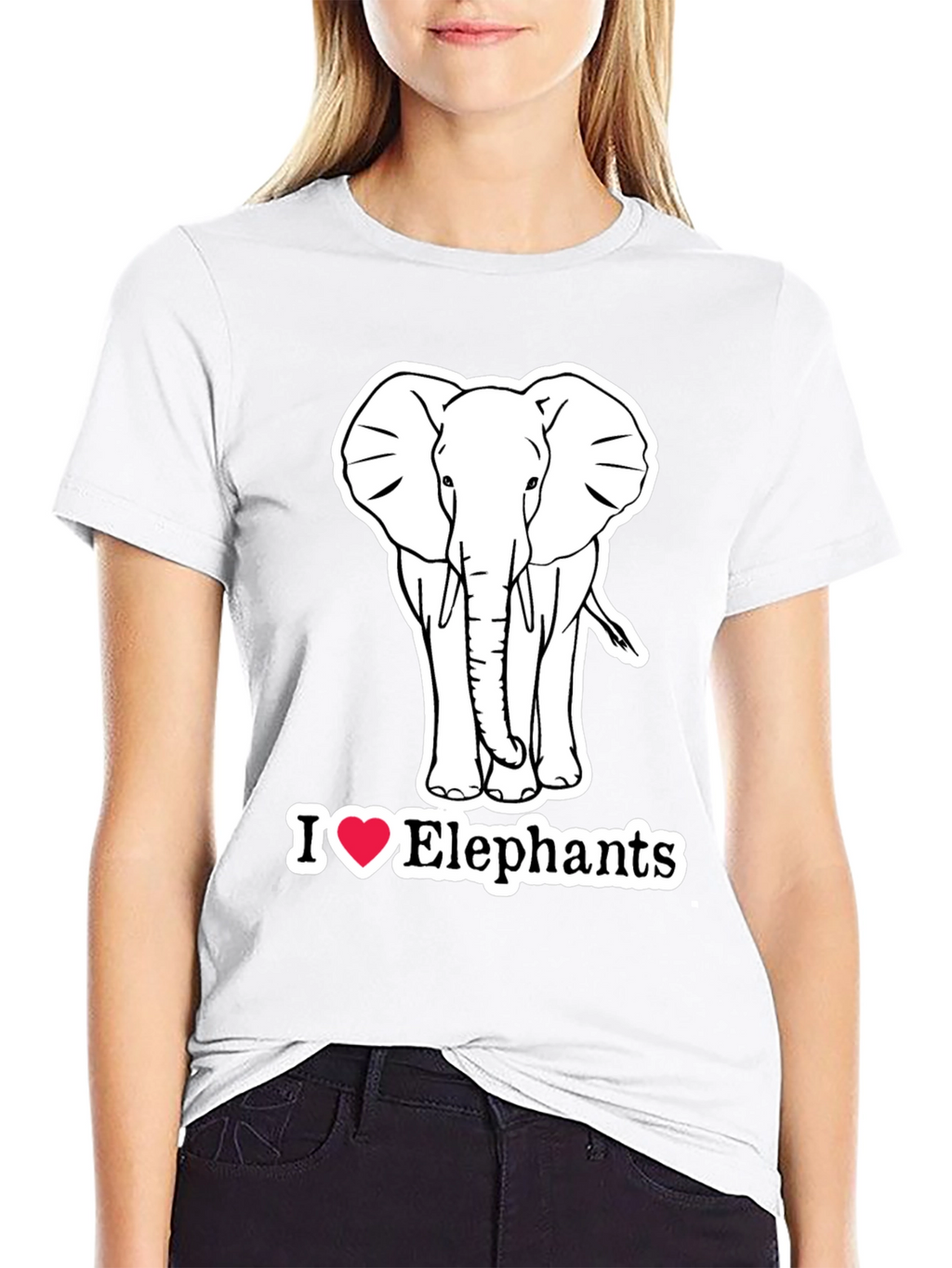I Love Elephants Graphic T-Shirt - Black Cotton Tee