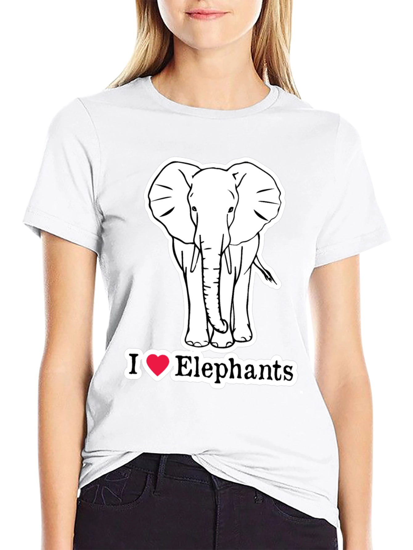 I Love Elephants Graphic T-Shirt - Black Cotton Tee