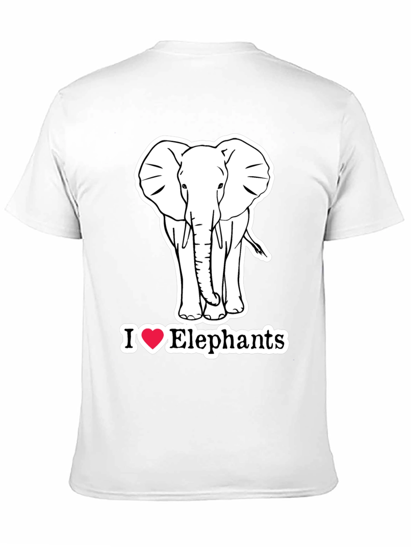 I Love Elephants Graphic T-Shirt - Black Cotton Tee