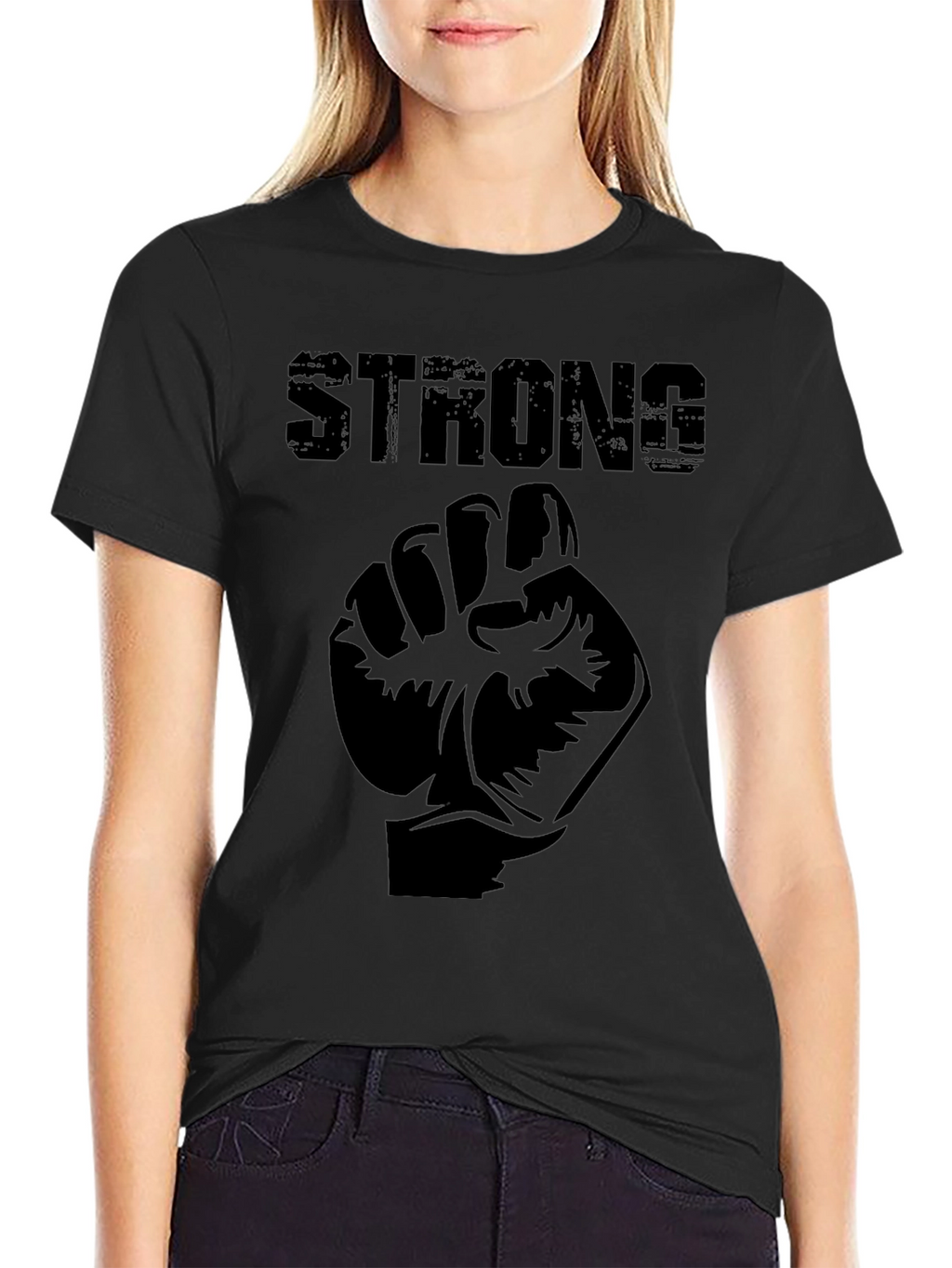Strong Fist Graphic Print Mens Black T-Shirt