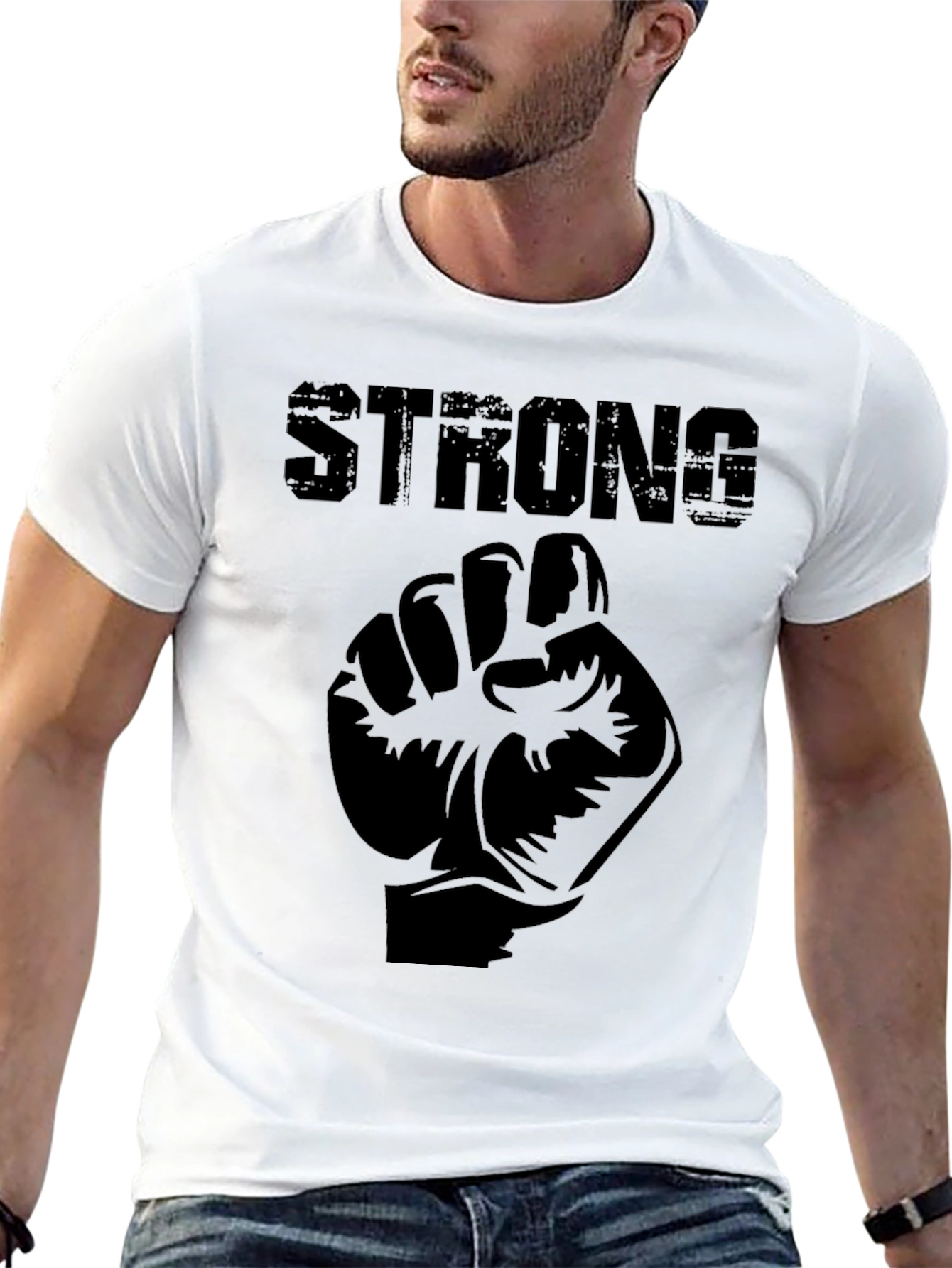 Strong Fist Graphic Print Mens Black T-Shirt